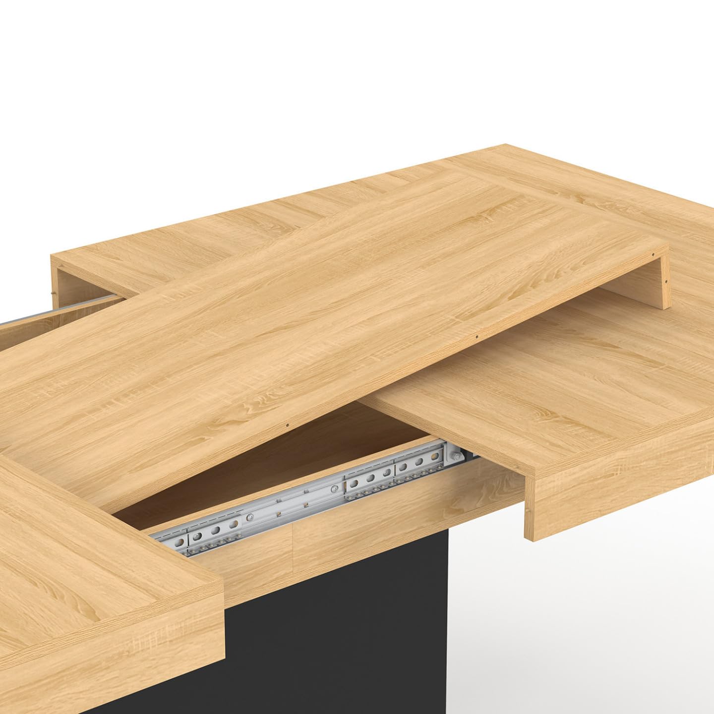 IDMarket - Table à Manger Extensible Rectangle Eden 6-10 Personnes Bois et Noir 160-200 cm