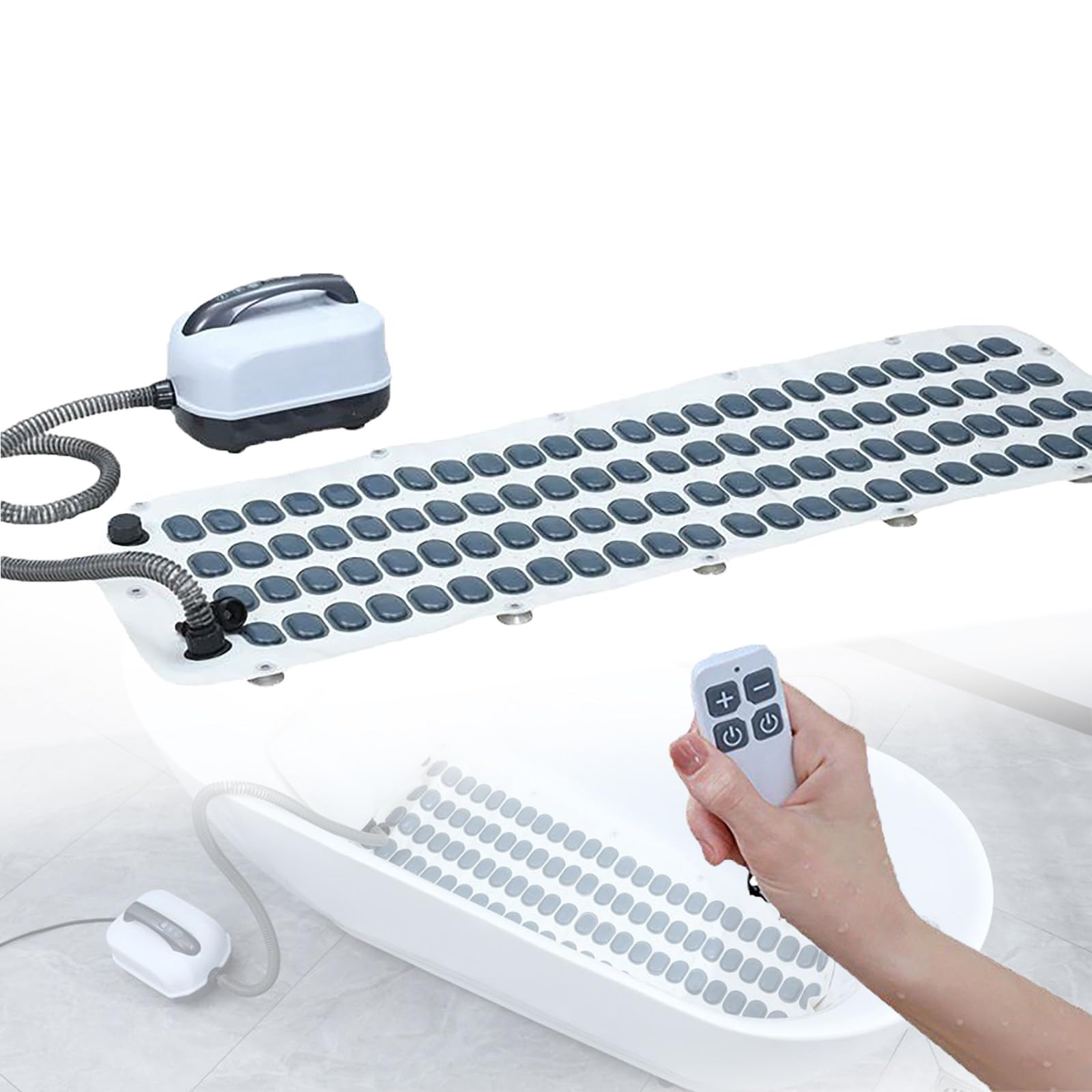 Tapis de bain gonflable avec fonction massage, design antidérapant et télécommande pour se détendre dans les baignoires
