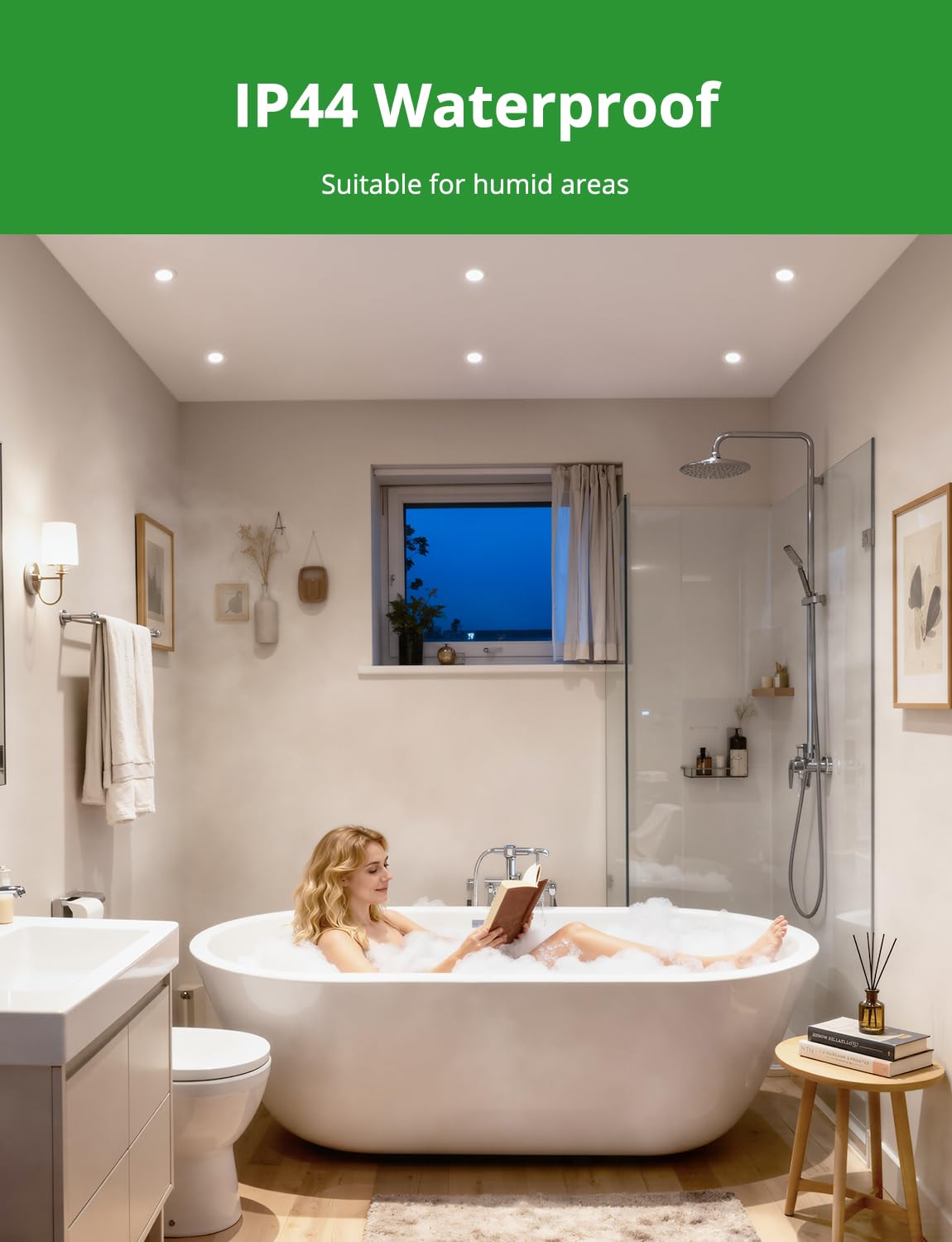 HOMEOW Zestaw 12 wpuszczanych reflektorów LED, bardzo płaski, otwór Φ75-90 mm, 220 V 5 W reflektor łazienkowy IP44, 4000 K, neutralne białe, wpuszczane reflektory sufitowe do kuchni, salonu