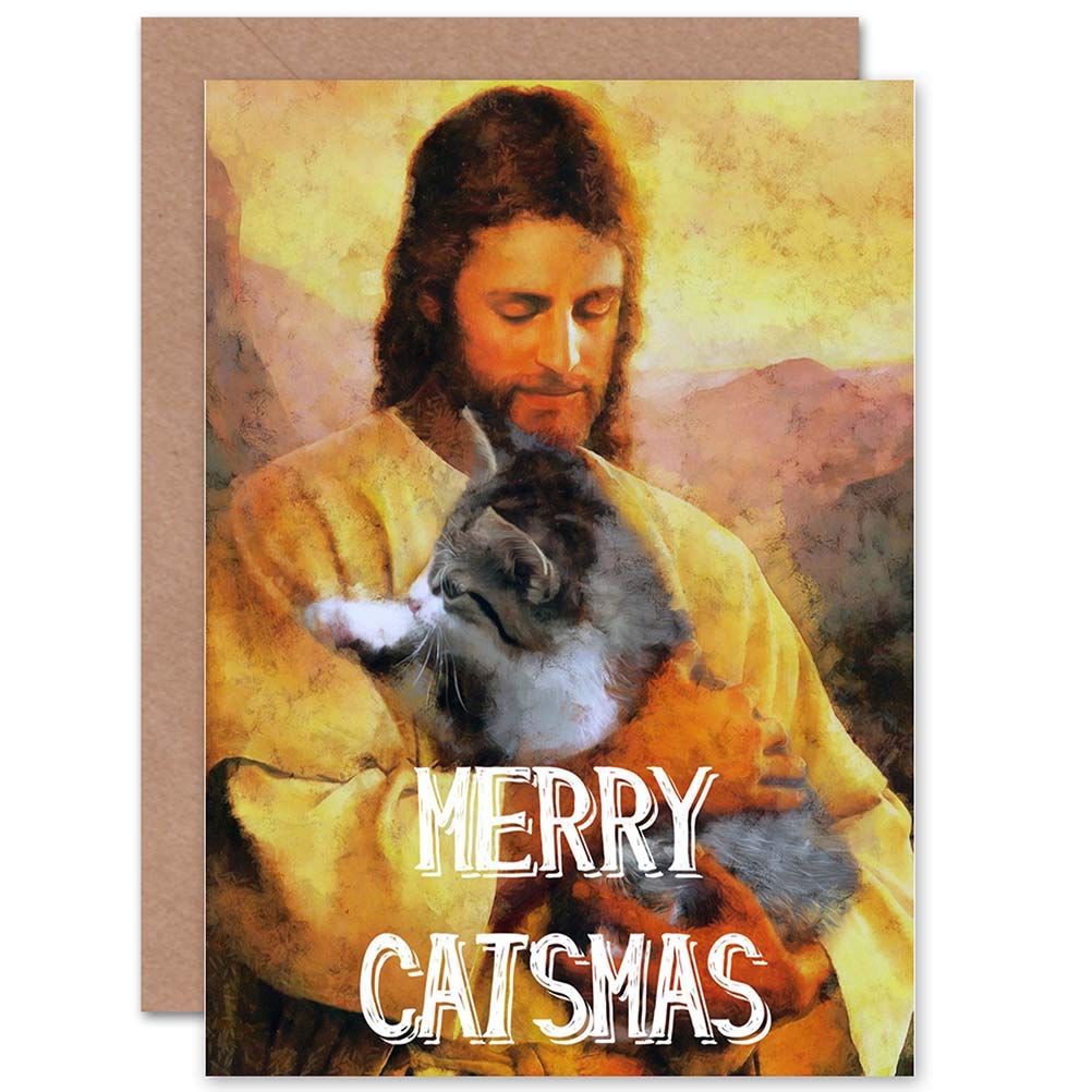 Wee Blue Coo CARD CHRISTMAS XMAS MERRY CATSMAS CAT FUN PUN PRESENT GIFT