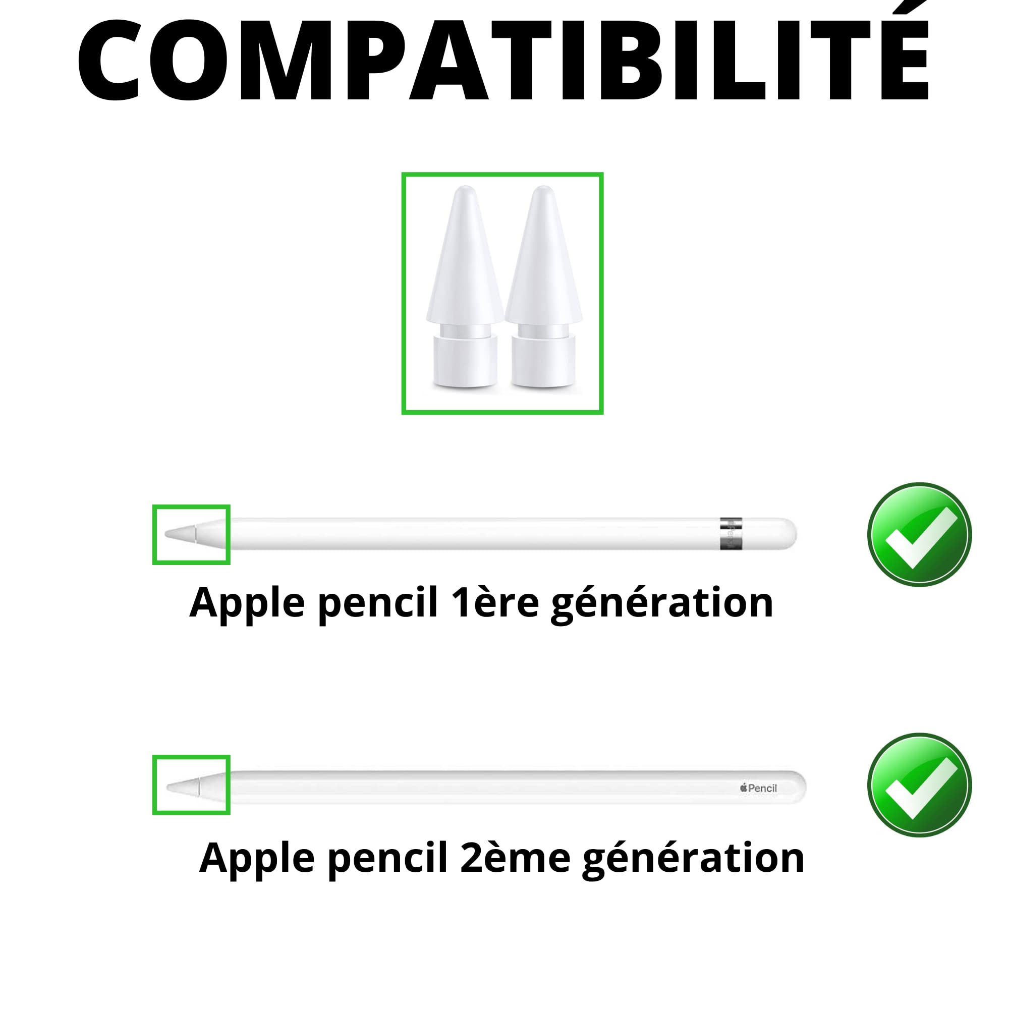 PHONILLICO Punta compatibile per Apple Pencil 1 e 2 2 Pezzi ricambio iPad