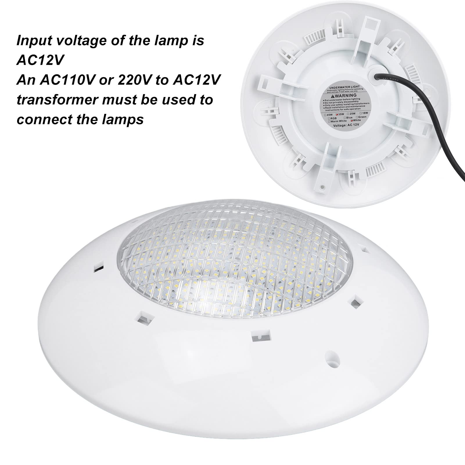 SIXRUN 35W LED-Unterwasserleuchten IP68 Wasserdichtes Weißlicht Poolbirne für Schwimmbäder, Heimaquarien, Springbrunnen, Teiche