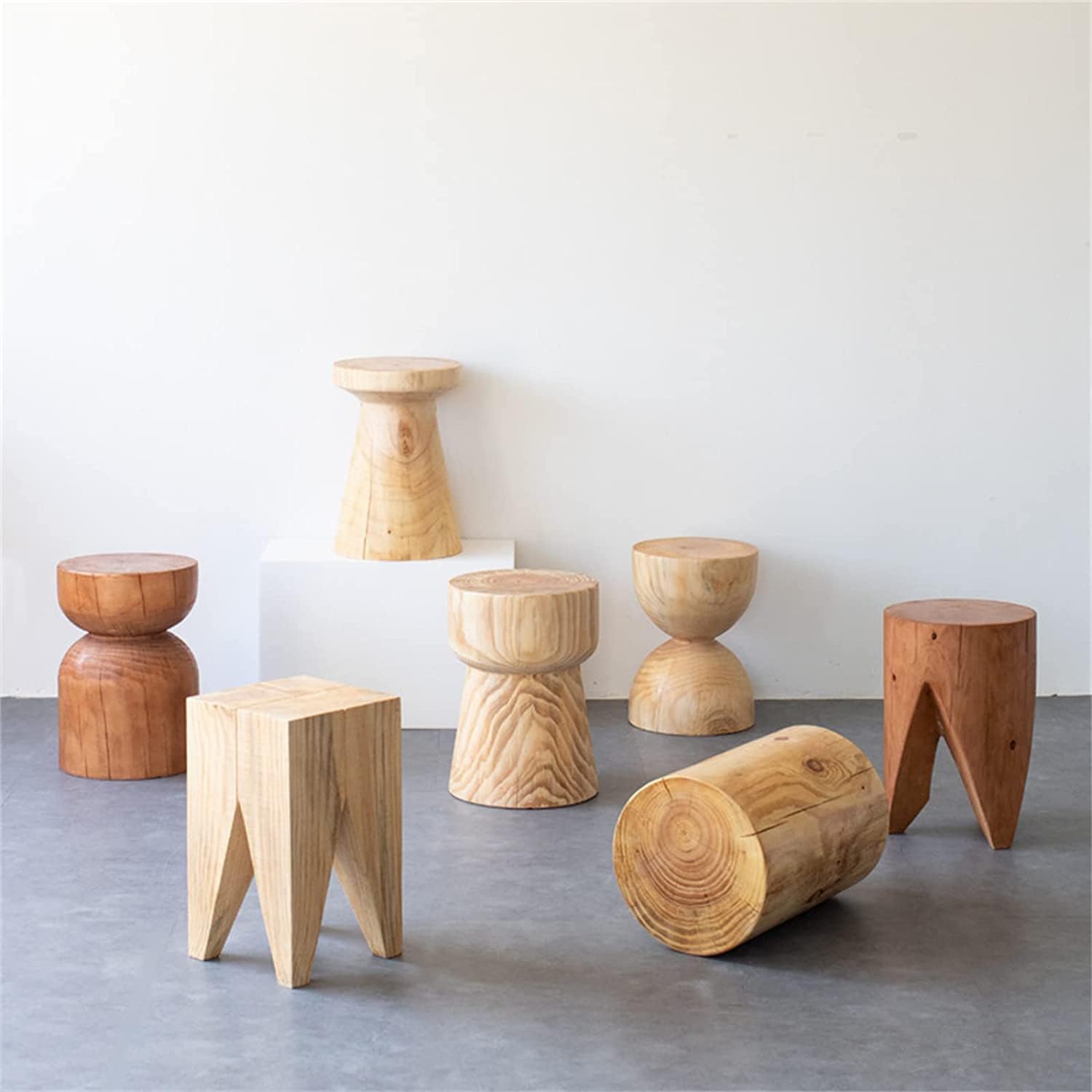 スツールリビングルーム 無垢材スツール サイドいくつかの丸いスツール低スツール丸太の桟橋ワビB＆Bクリエイティブツリー切り株ソファサイドベッド、スツール Amazon｜スツールリビングルーム 無垢材スツール サイドいくつかの丸い