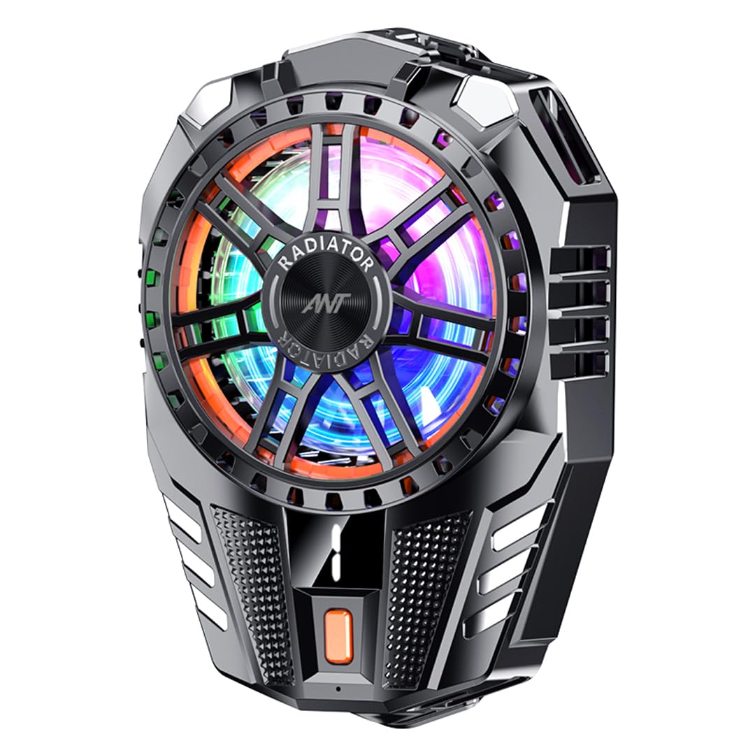 Ant ICE10 Phone Cooler for Gaming, Universal Phone Cooling Fan with 3 Speed Cooling Modes, RGB Fan, Ultra Quiet LED Temperature Display for iPhone Android Smartphones Cell Phone Cooler_ Black - Image 1