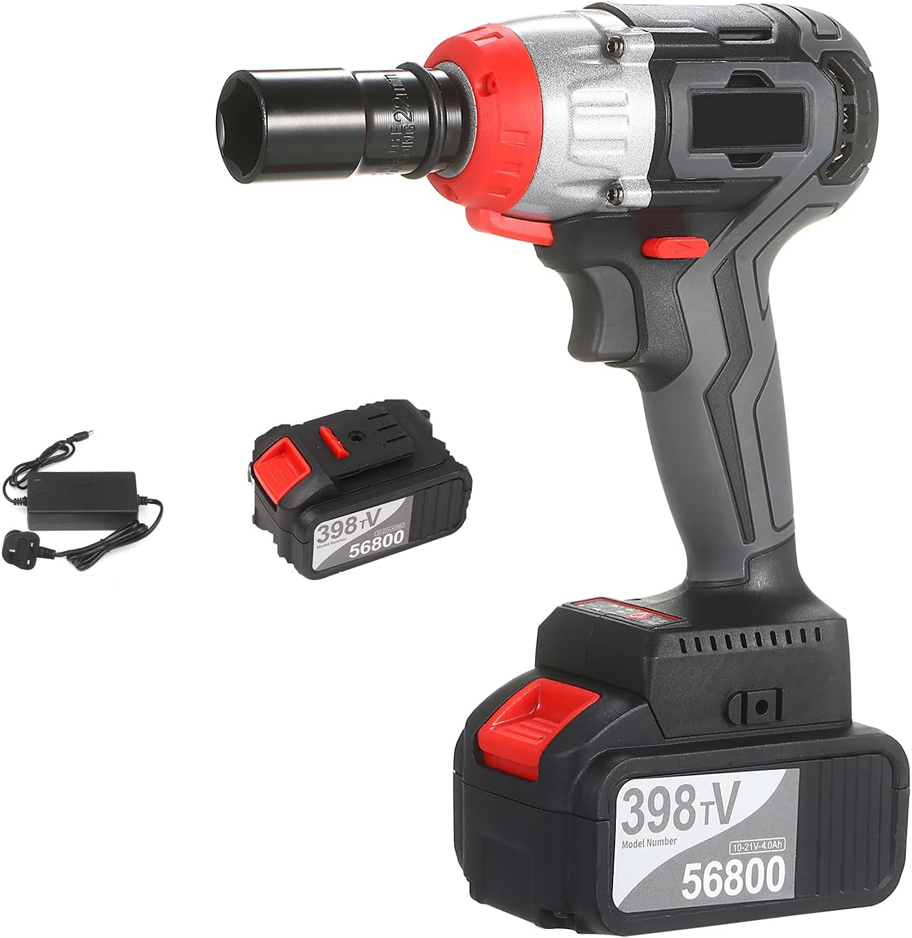 Kiboule Cordless Impact Wrench Kit, 398TV brushless lithium battery wrench, for home decoration, construction engineering, industrial equipment or spare parts maintenance