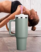 Vista 6 de Tapa de popote para copa Stanley, 5 piezas de popote de silicona compatible con vaso Stanley de 30 y 40 onzas con asa, cubiertas de punta de popote