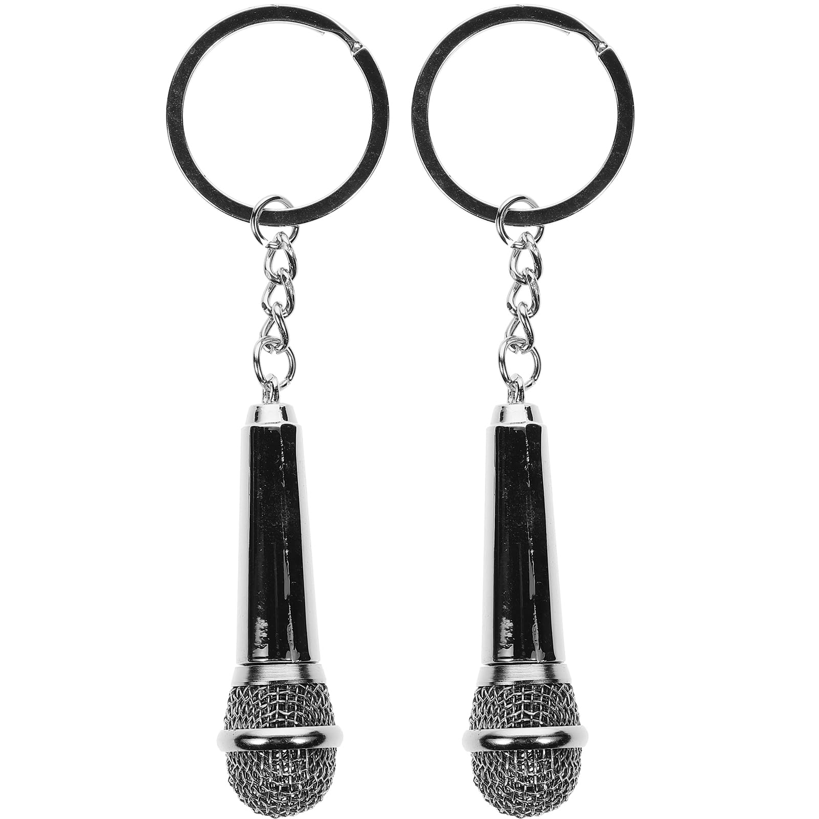 FOMIYES 2pcs Microphone Keychain Music Micro Keyring Decorative Key Holder Bag Purse Pendant Party Favor