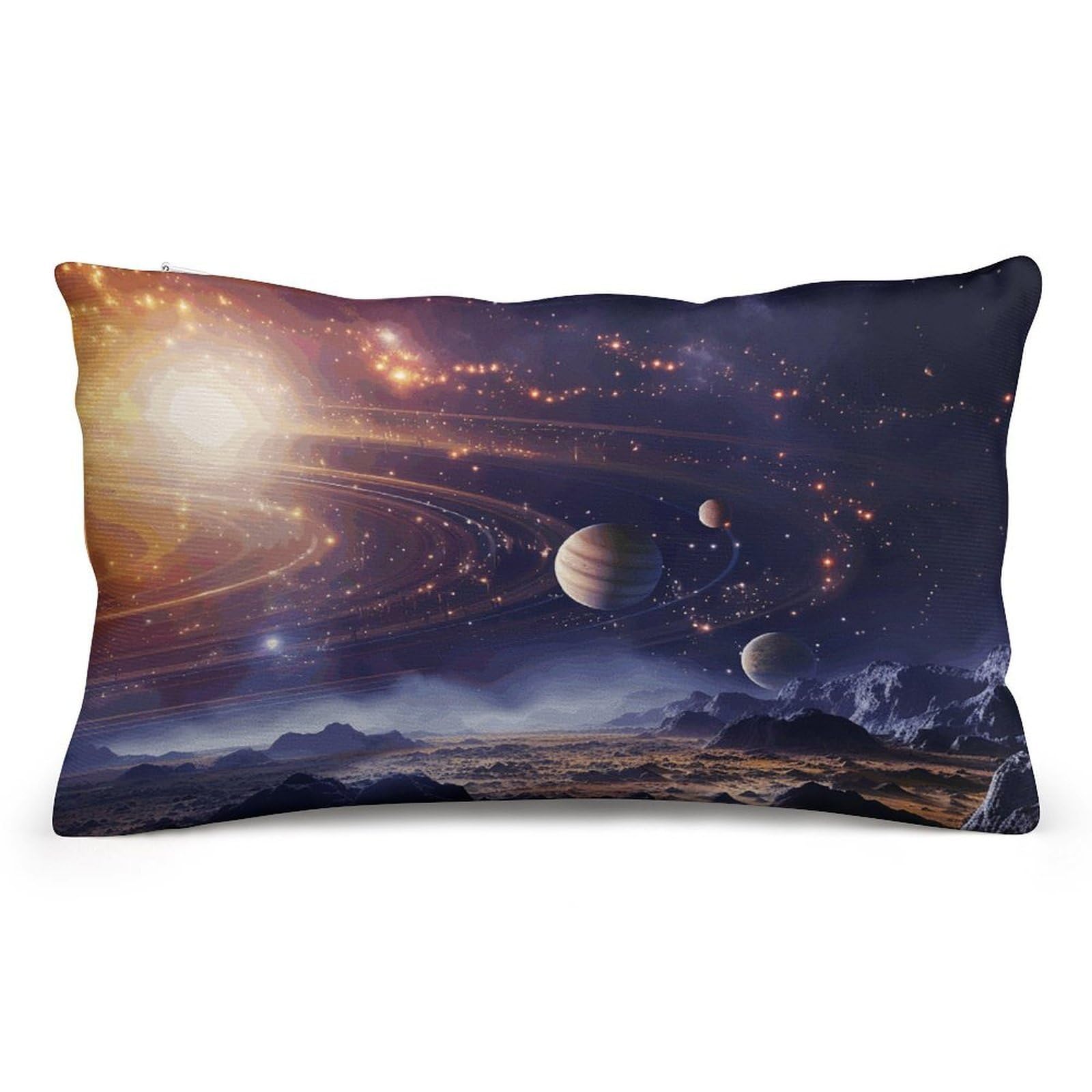 Velvet Pillowcases Standard Size 8"x12", Ultra Soft Breathable Pillow Cases for Bed, Luxury Cozy Fuzzy Pillow Shams, Lumbar Pillow Cover, Outer Space Galaxy Universe Cushion Case Home Decor