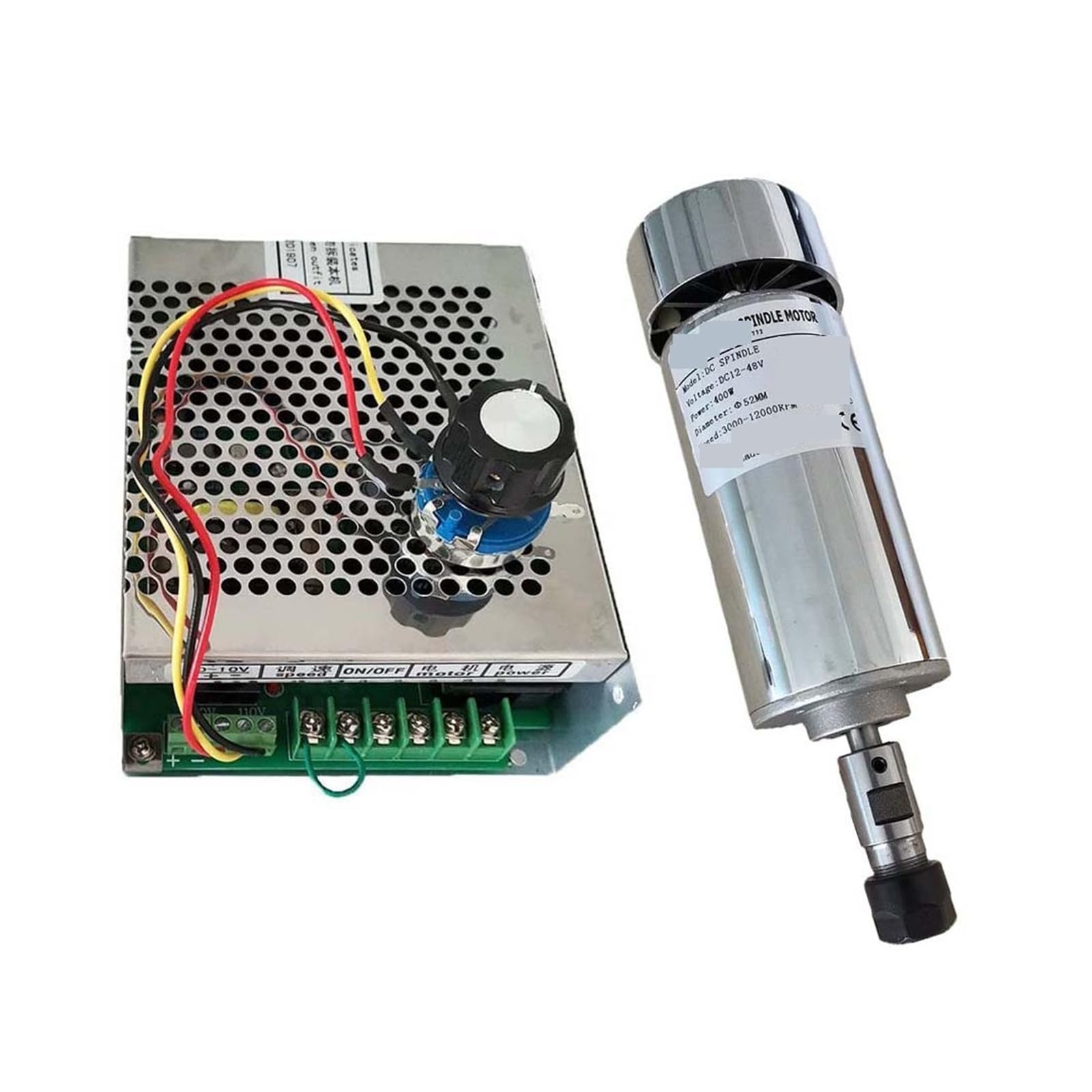 Zestaw silnika wrzeciona CNC chłodzonego powietrzem 0,4 kW, uchwyt ER11, silnik 400 W + regulator prędkości zasilacza do grawerowania do grawerowania DIY(Model C)