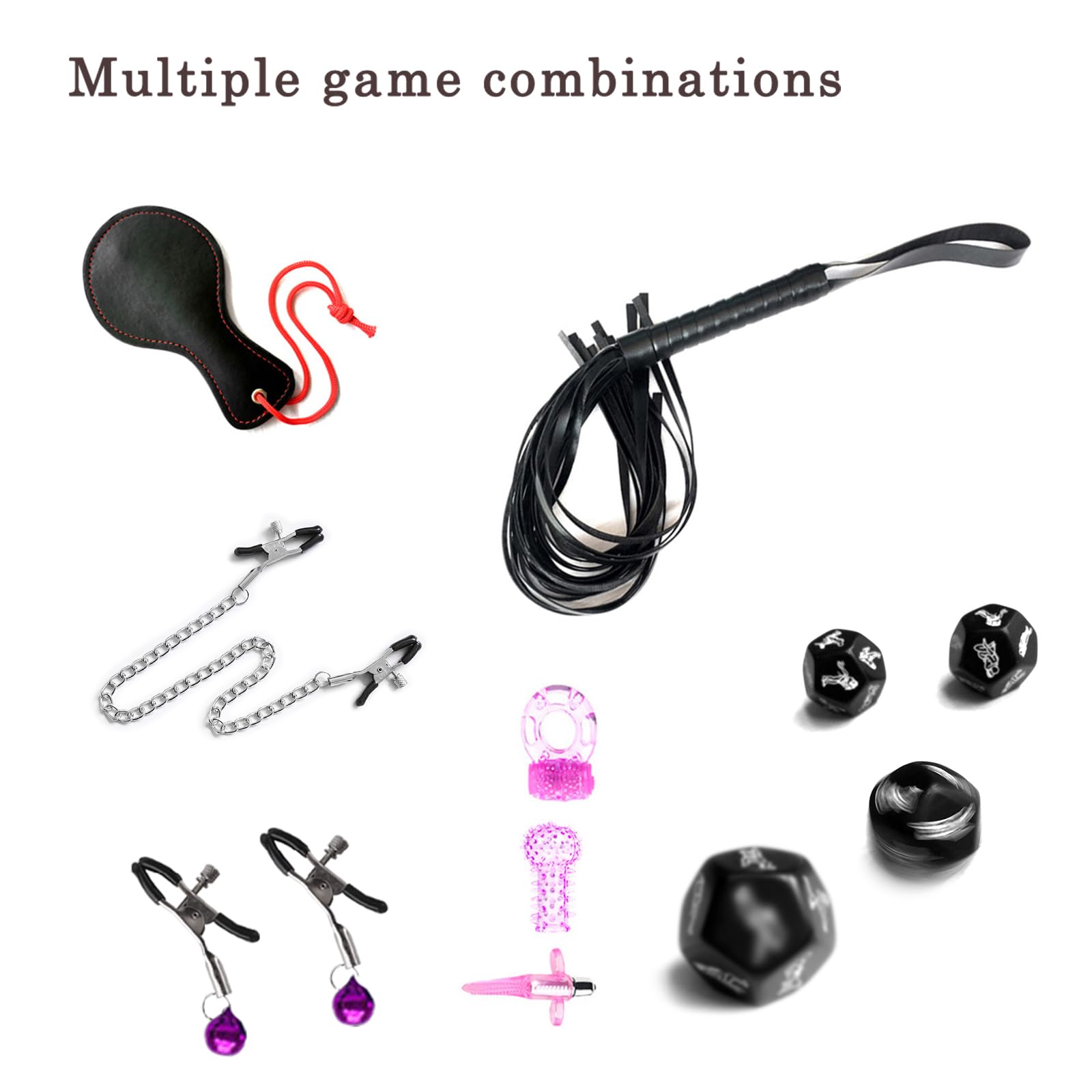 BDSMAGE Set Bondage 39 Pezzi Erotic Sex Toys, manette Sexishop Sexytoysys Donna Coppia, Plug Anale Butt Plug Set, Collare, Benda, Morsetti Capezzoli, BDSM sexy shop per Coppie Adulti
