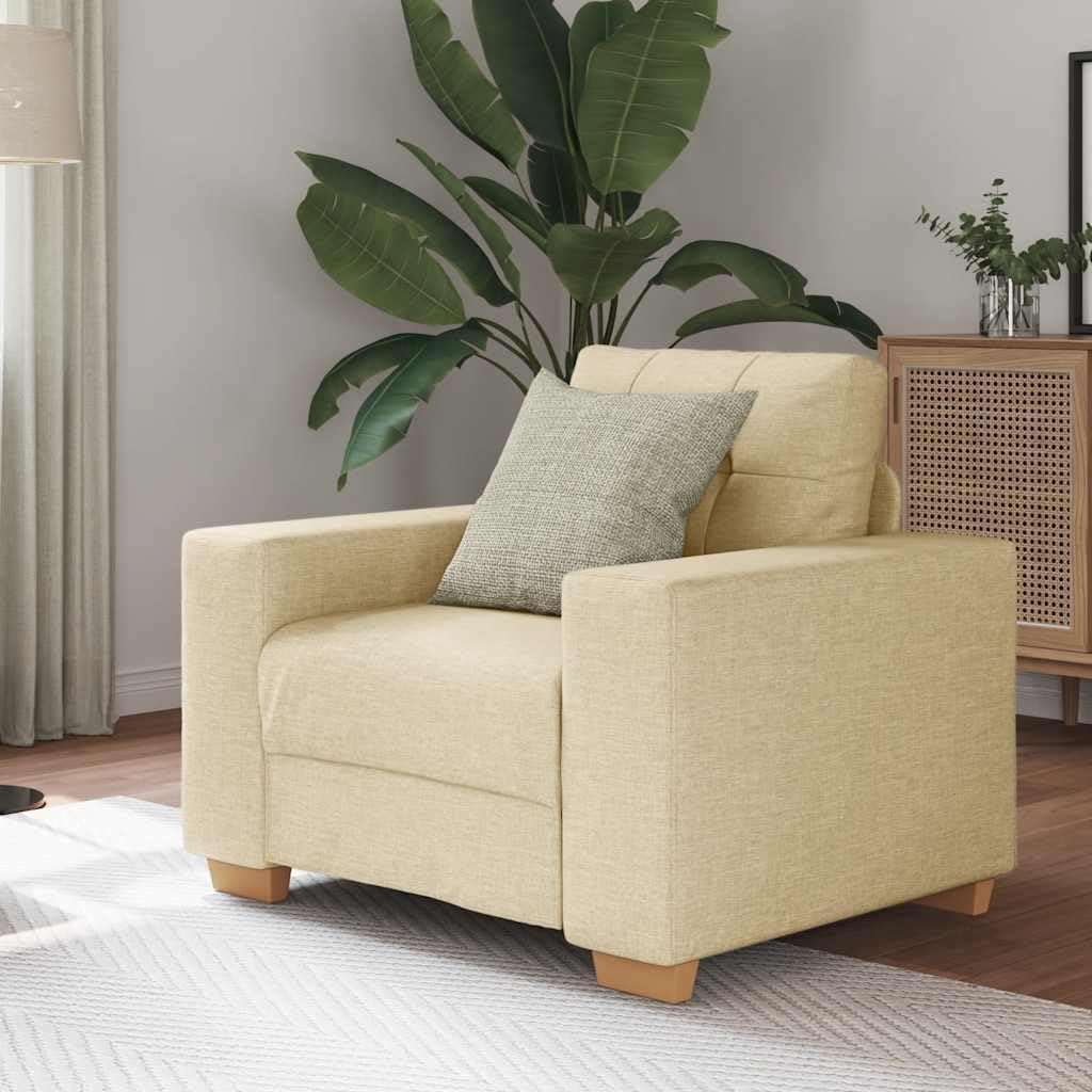 Poltrona divano in tessuto crema 60 cm, poltrona relax con morbida imbottitura, poliestere resistente, struttura in compensato, per soggiorno, camera da letto, portata 110 kg