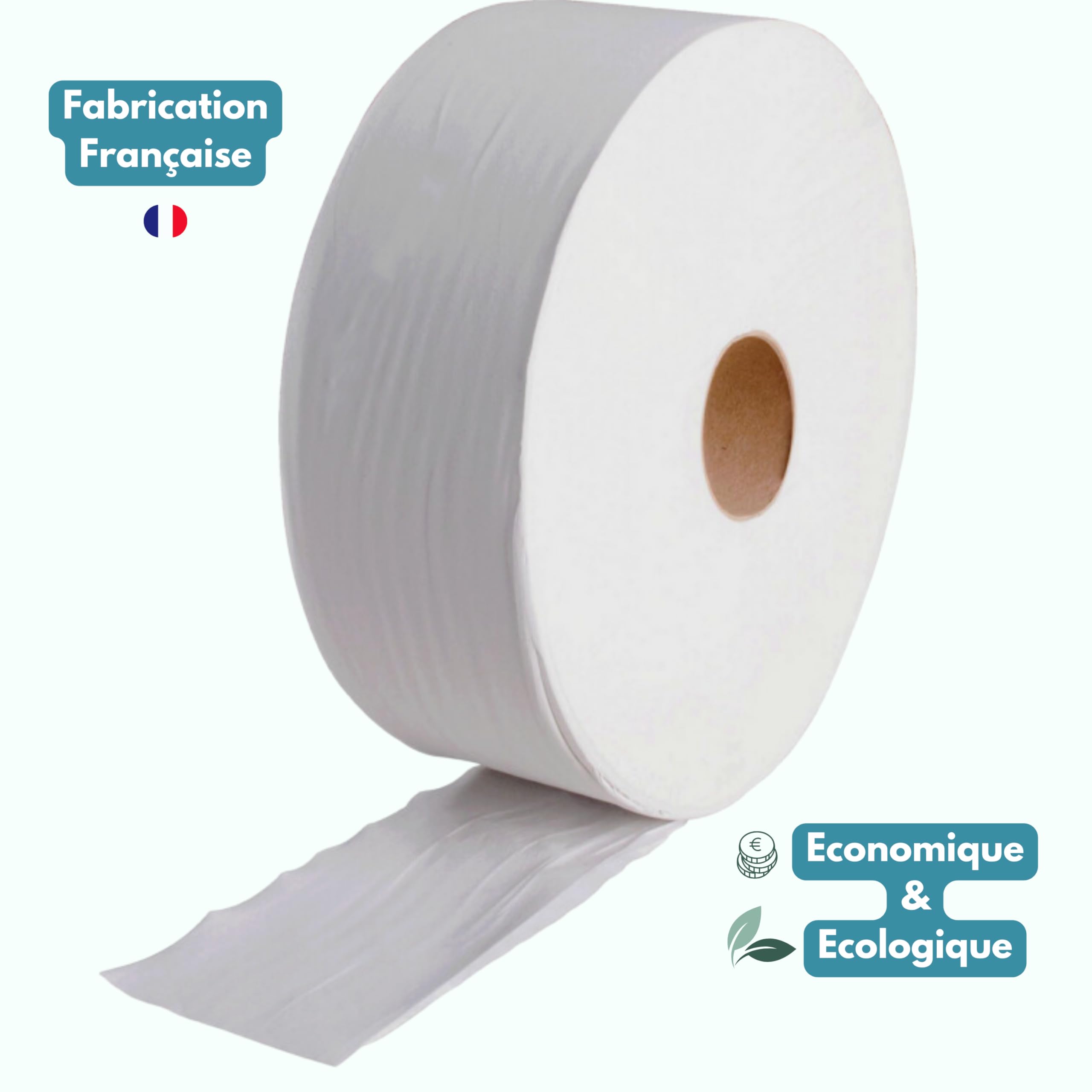 DSTOCK60-6 Rouleaux de papier toilette MAXI JUMBO 2 plis - 100% pure ouate blanche - Papier toilette économique - Compatibles distributeurs pro papier toilette MAXI JUMBO