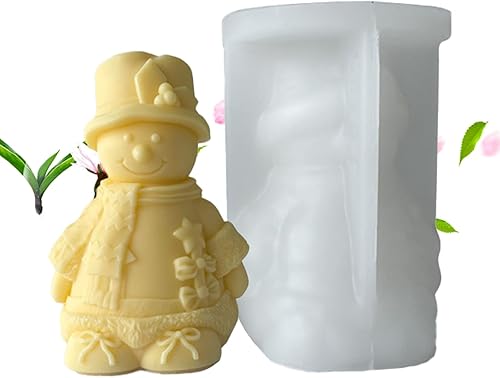 Molde de vela de muñeco de nieve de Navidad, hecho a mano, de silicona, para hacer jabón, jabón, postres, chocolates y otras artesanías