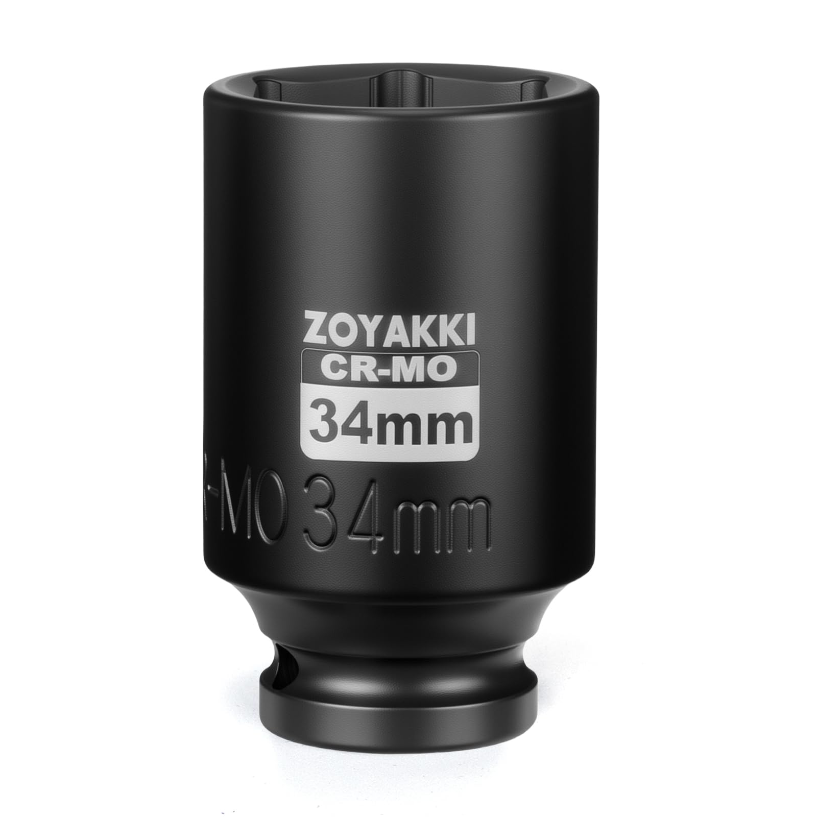 ZOYAKKI 1/2" Drive x 34 mm Deep 6 PT Impact Socket, CR-MO,1/2-inch Drive 6 Point Axle Nut Socket for Easy Removal of Axle Shaft Nuts (Metric 34MM)