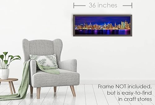 Miniatura 5 de Nueva York 2022 Manhattan Midtown Skyline - Impresión fotográfica sin marco, color nocturno de Nueva York, 11.75 x 36 pulgadas
