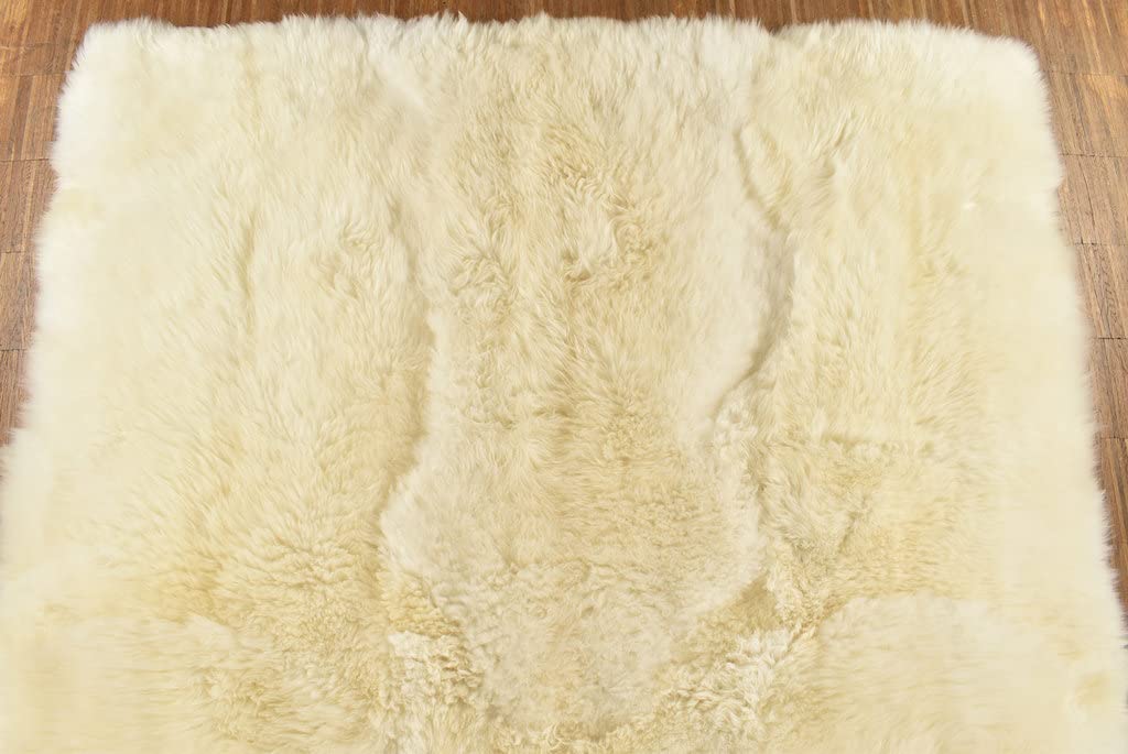 LAMMFELL Teppich Champagner Creme Weiss CA. 200 x 150 cm Fell Teppich KURZWOLLIG AUS 6 SCHWEDISCHEN LAMMFELLEN VON KUHFELLE ONLINE (200 x 150 cm)