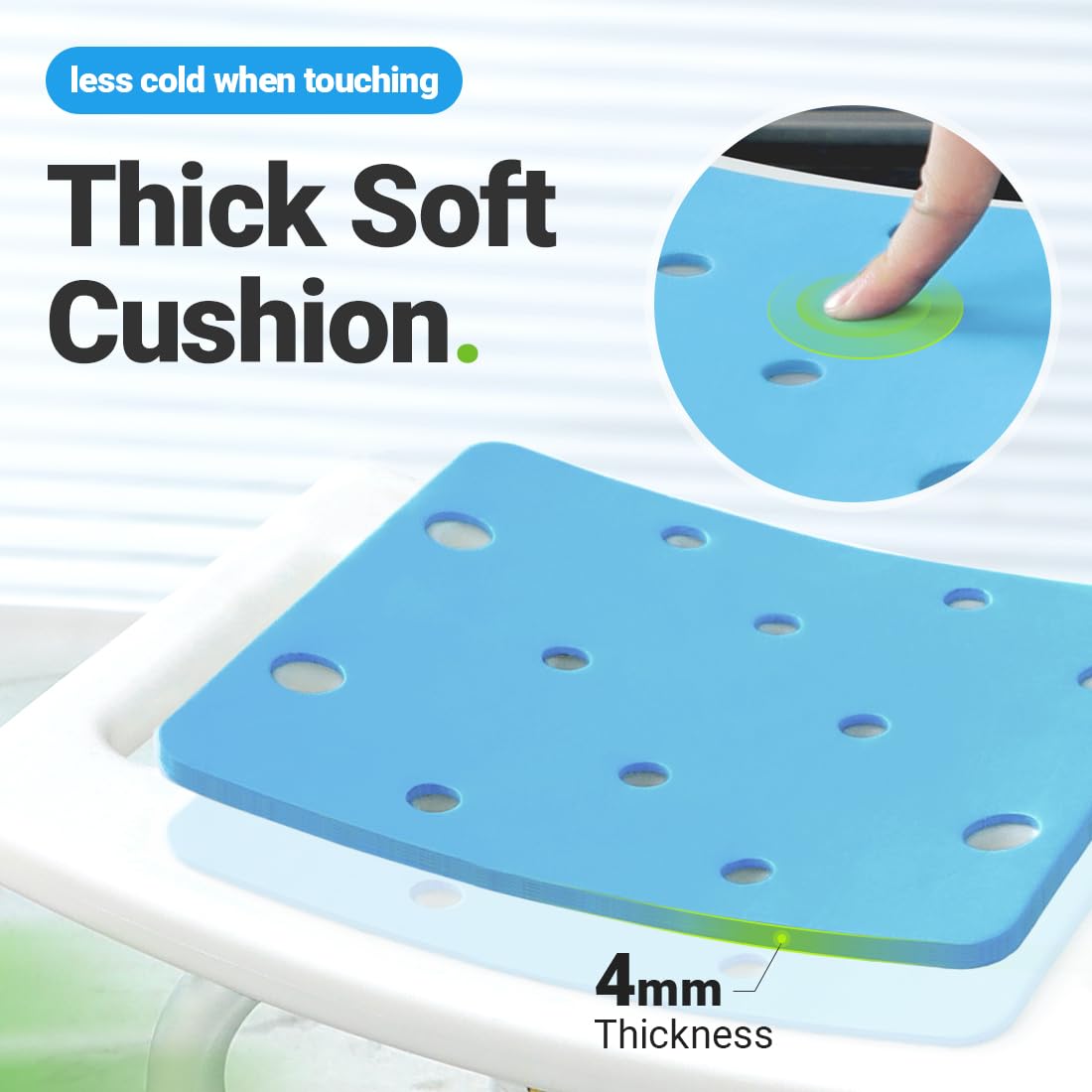 Health Line Massage Products Shower Stool 350LBS Bath seat chair, tool-free assembly height adjustable bath bench w/padded seat and assistance to grab for seniors, elderly, handicapped, disabled and injured Health Line Massage Products Shower Stool 350LBS Bath seat chair, tool-free assembly height adjustable bath bench w/padded seat and assistance to grab for seniors, elderly, handicapped, disabled and injured