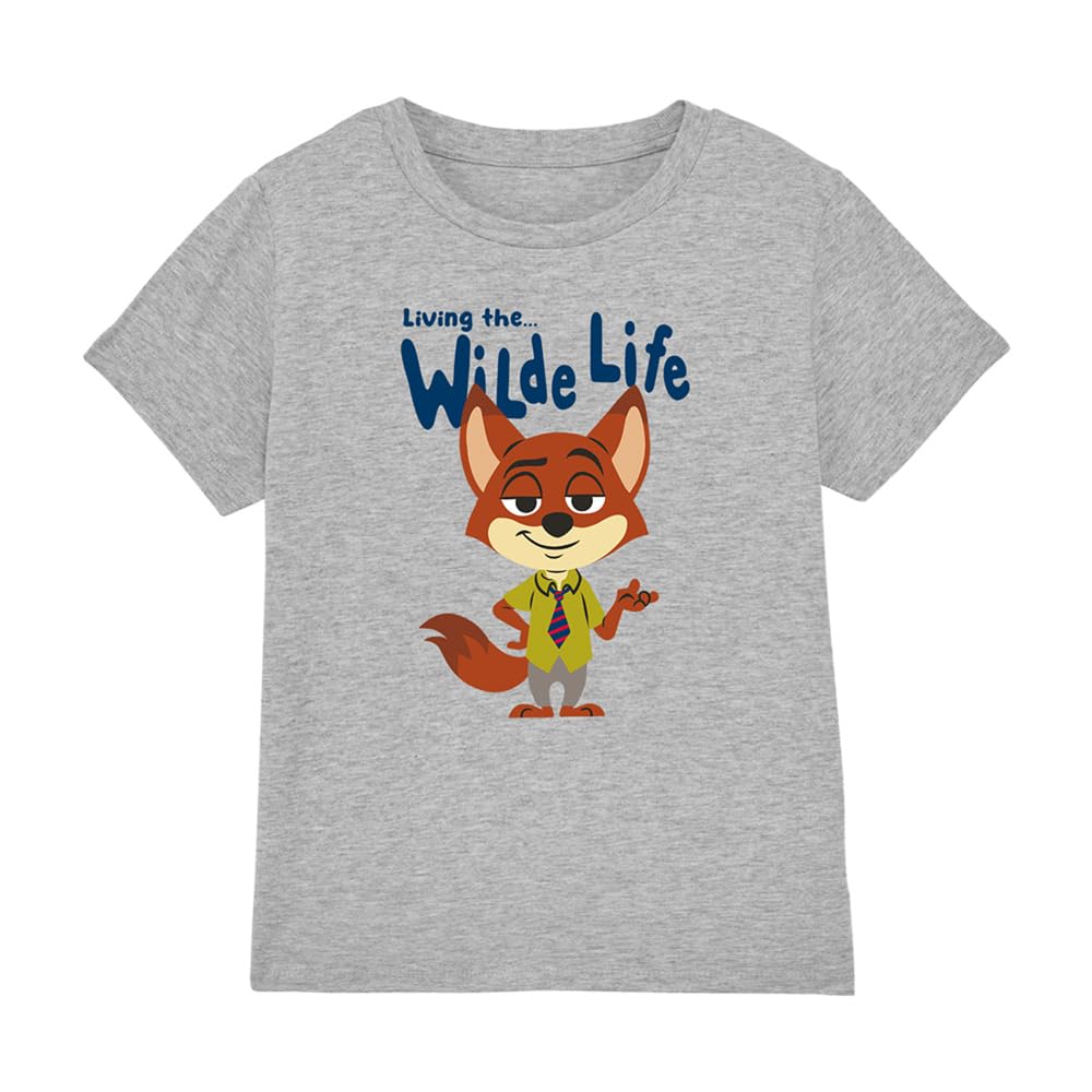 Disney Boys Zootopia Nick Wilde Life Fox Kids T-Shirt - Grey - 5-6 Years