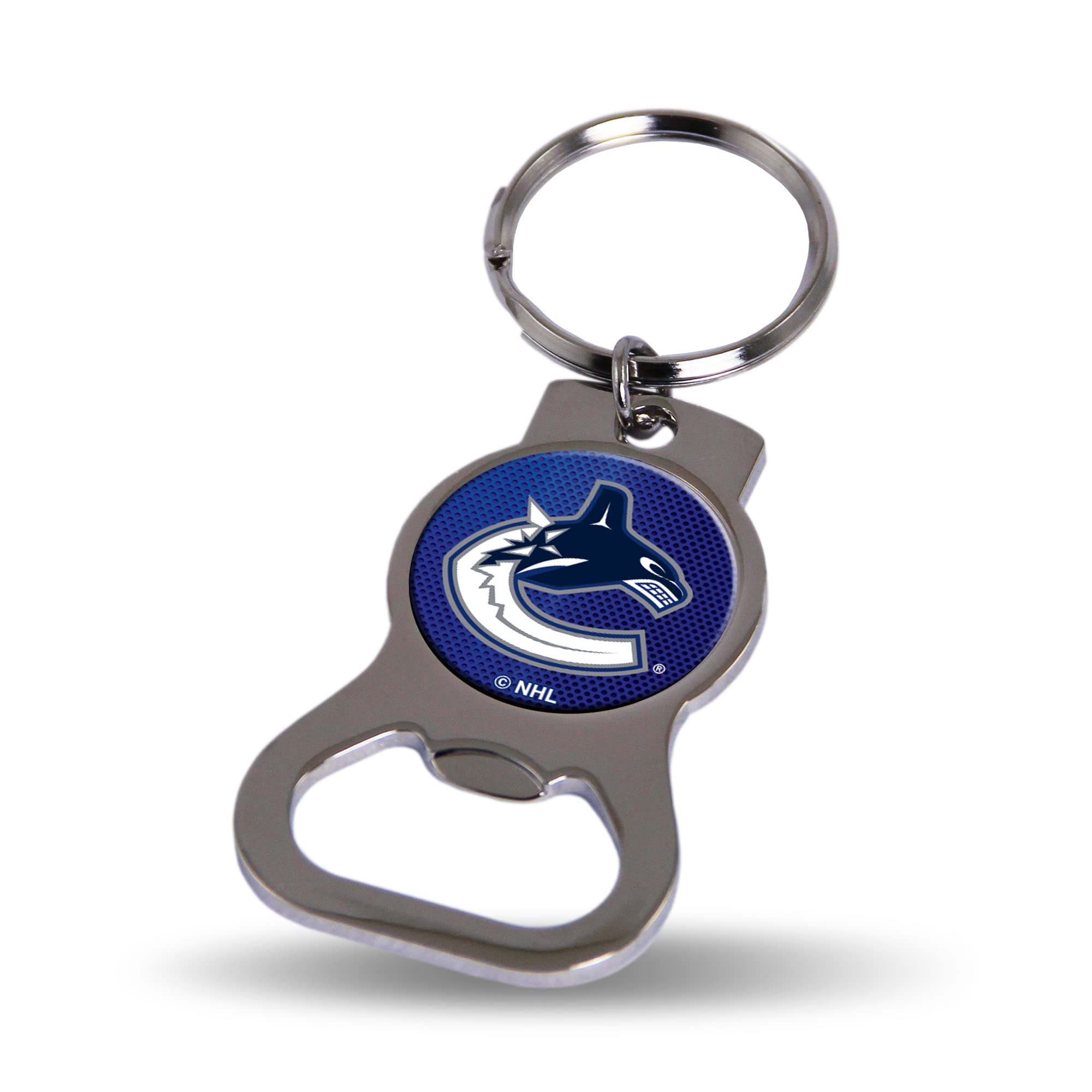 Rico Industries NHL Vancouver Canucks Silver Metal Keychain - Beverage Bottle Opener With Key Ring - Pocket Size