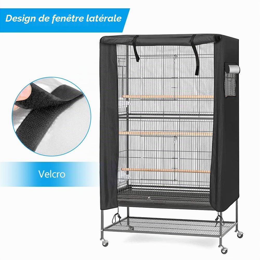 Housse pour Cage et Oiseaux avec Fenêtre en Maille et Poche de Rangement Légère