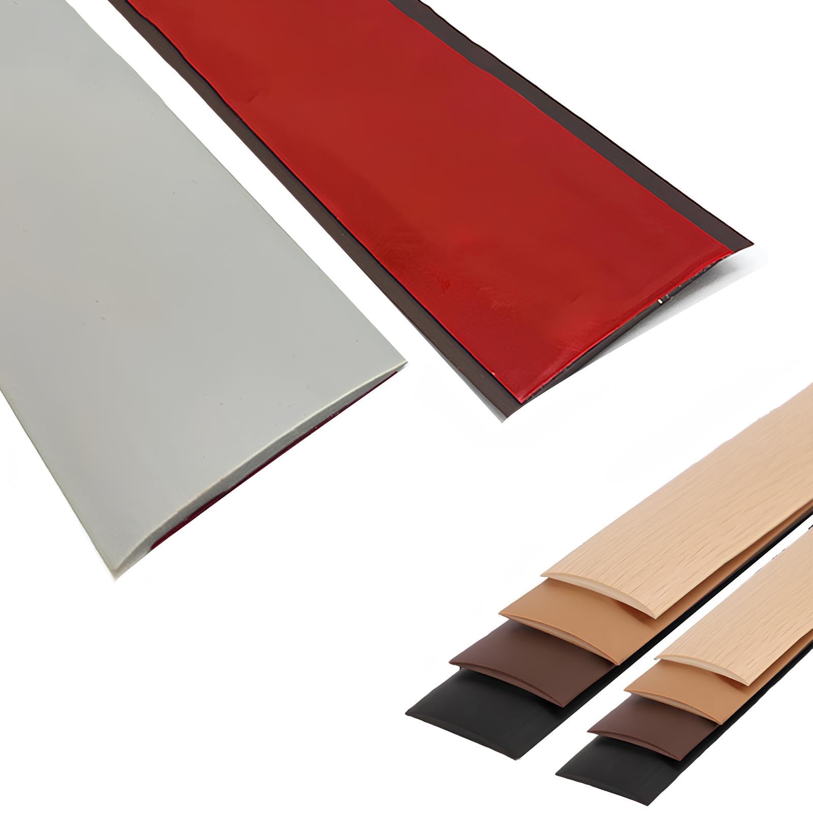 Psmpengamz Gray Self Adhesive Vinyl Floor Transition Strips For Doorways, Flexible Pvc Door Threshold Strips For Carpet Edging Decoration, Floor Gaps And Tiles(,7.6Cmx5m)