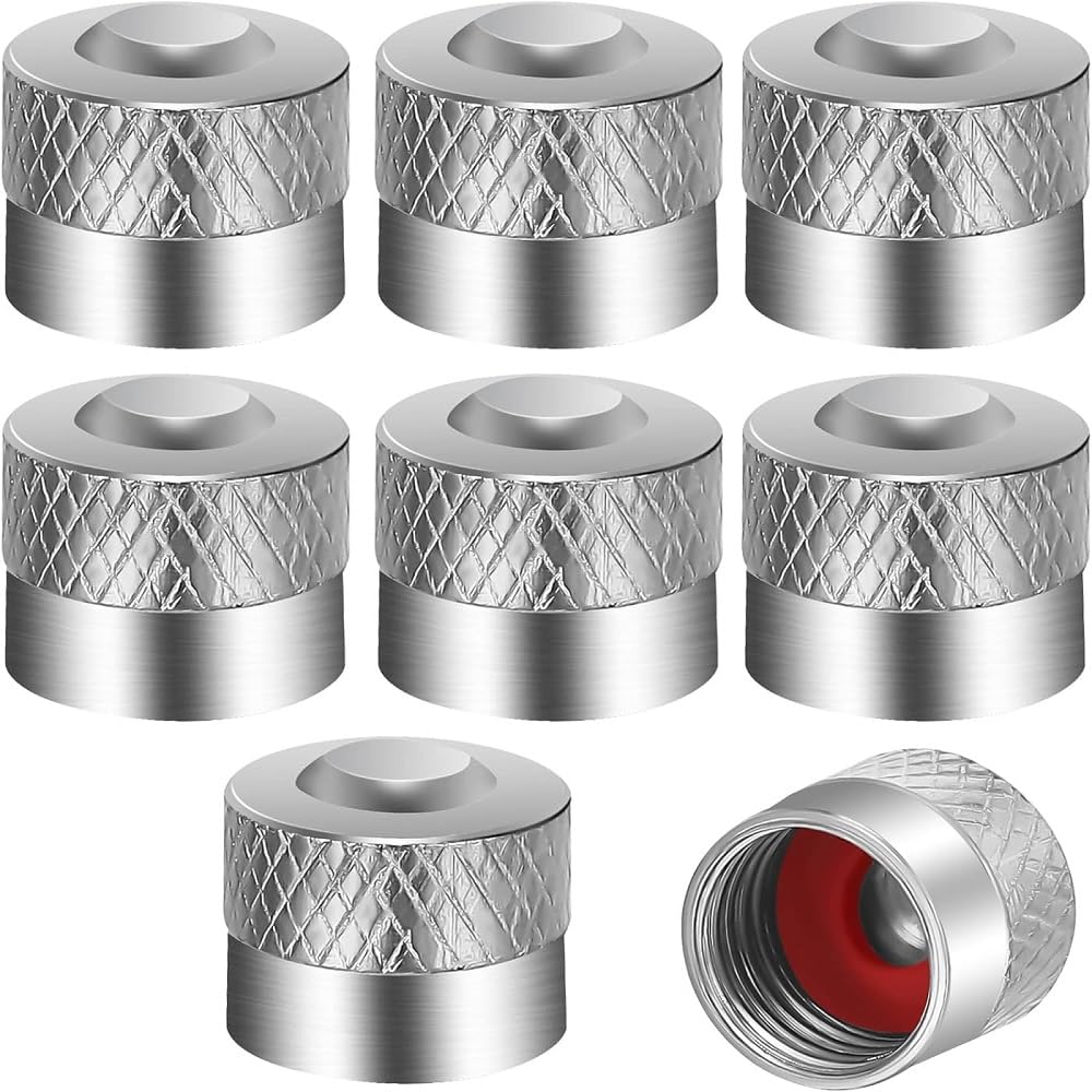 Yixueerwsy Normal 8 Pcs Metal Dust Caps With O-Ring Seal For Mini One/Cooper/Jcw 5-Türer 3 (Iii) F55 I 2014-2021, Tyre Valve Caps Trucks Rubber Airtight Seal Aluminium Alloy Screw-On
