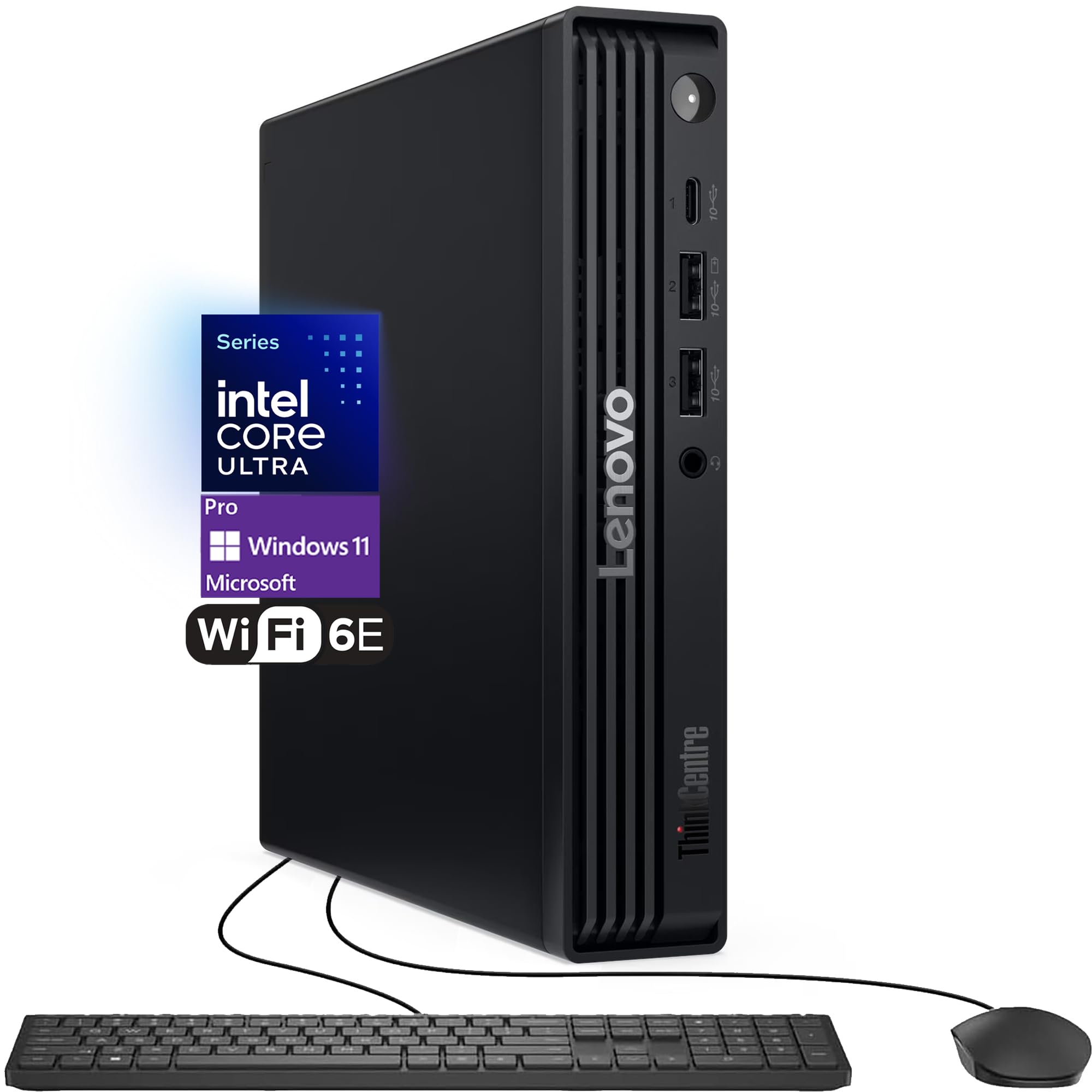 Lenovo ThinkCentre Tiny M70q G6 Intel Ultra Proccessor (Beats i7-13700T), 16GB DDR5 RAM, 256GB SSD PCIe, WiFi 6E + BT, RJ-45, DP Port, HDMI, Windows 11 Pro, Mini Business Desktop - Black