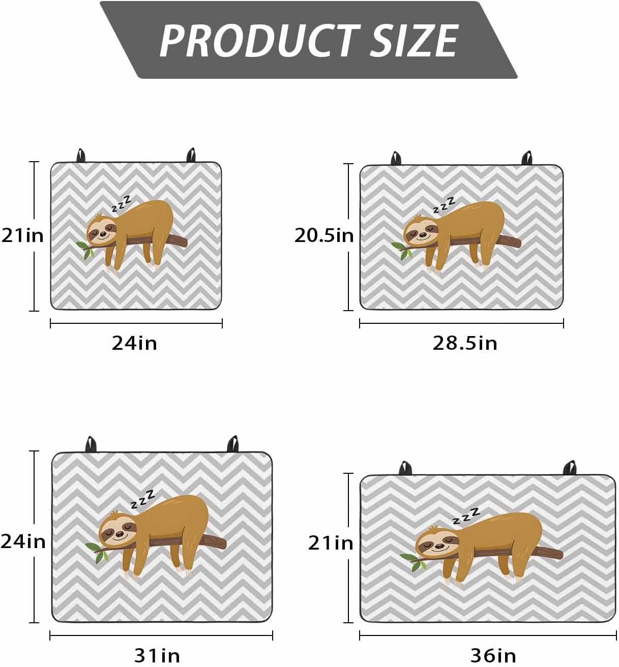 Cartoon Animals Stove Cover for Electric Stove, Brown Sleeping Lazy Sloths Grey Chevron Stove Top Cover for Glass Top, Heat Insulation Rubber Mat Foldable Cooktop Top Protector, 24"x21"