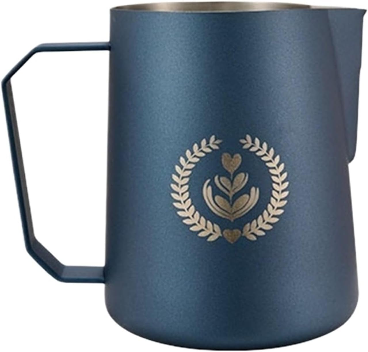 Espresso Milk Pitcher, 350/450/600ml Coffee Frothing Jug, Sharp Spout Latte Art With Wide Thick Handle(450ml Silver Spot)