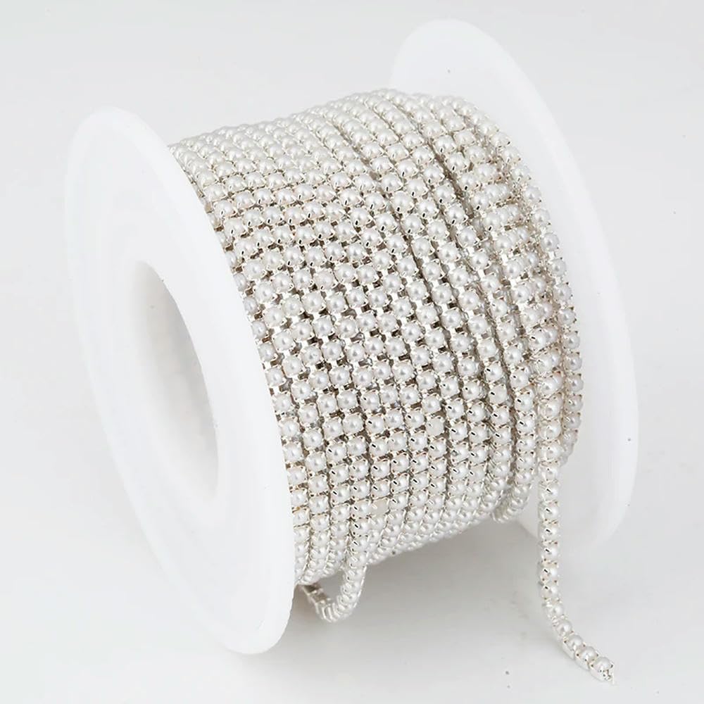 Chaîne de coupe en strass doré de 3 mm en verre dense pour mercerie et ruban de couture de 10m