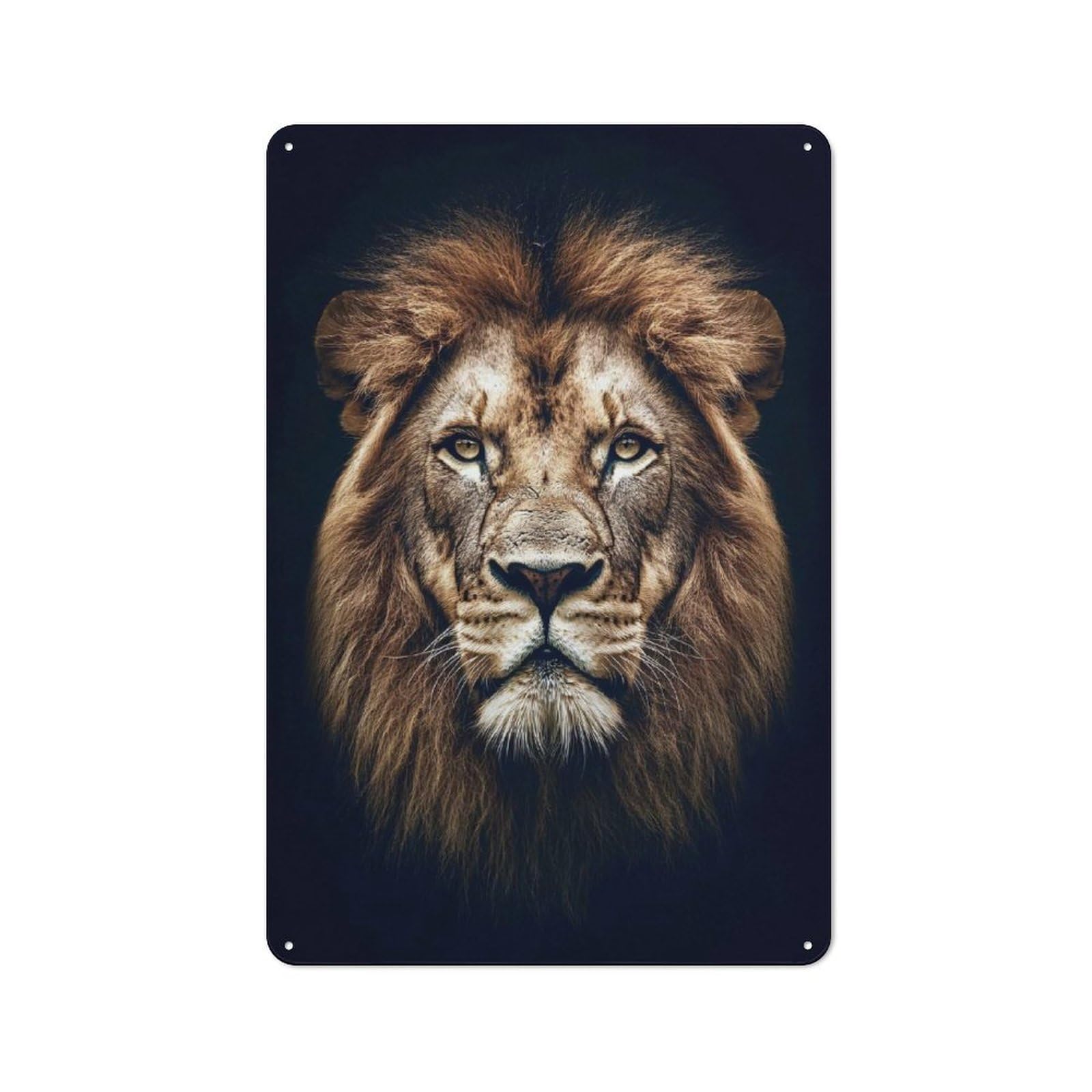Industrial Majestic Lion Portrait on Black Background Retro Metal Sign 30x20cm, Shed Wall Plaque for Garage, Workshop, Shed Or Utility Room