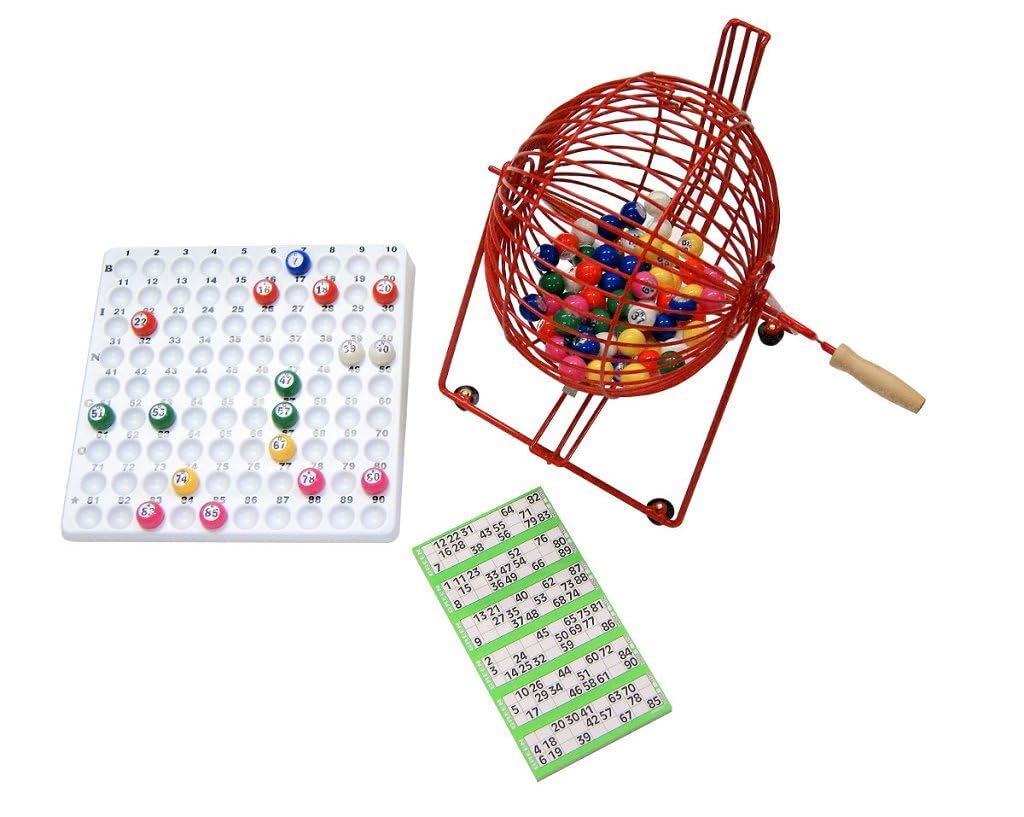 Masters Traditional Games Standard Bingo Cage Set - Tombola Game for Pubs - Home Bingo Game - Metal tombola Cage, 90 Balls, Tray and Tickets - Family Game - Lotto