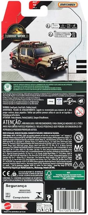Matchbox Jurassic World Rebirth Dinosaur Toy Cars, 5-Pack (Set 1)