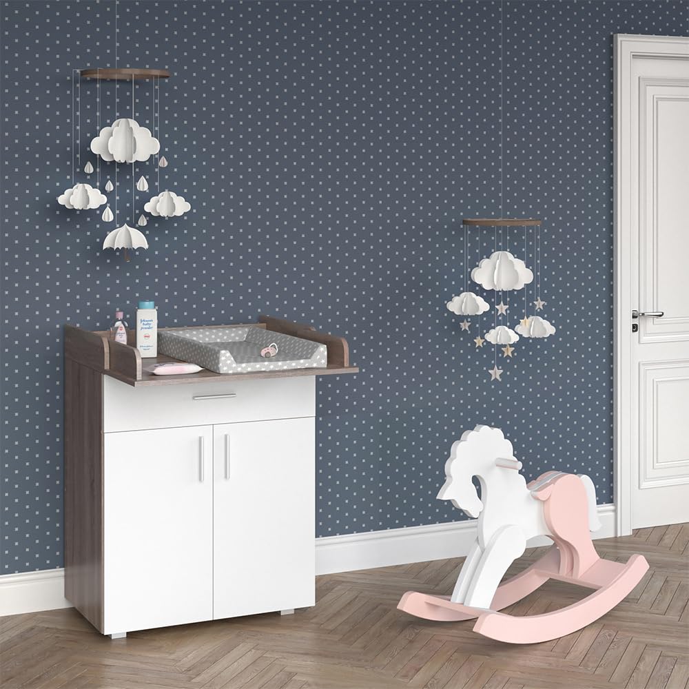 Vicco Fasciatoio Lena, Bianco/Sonoma, 75.2 x 101.5 cm, convertibile in comò normale dopo il periodo del fasciatoio