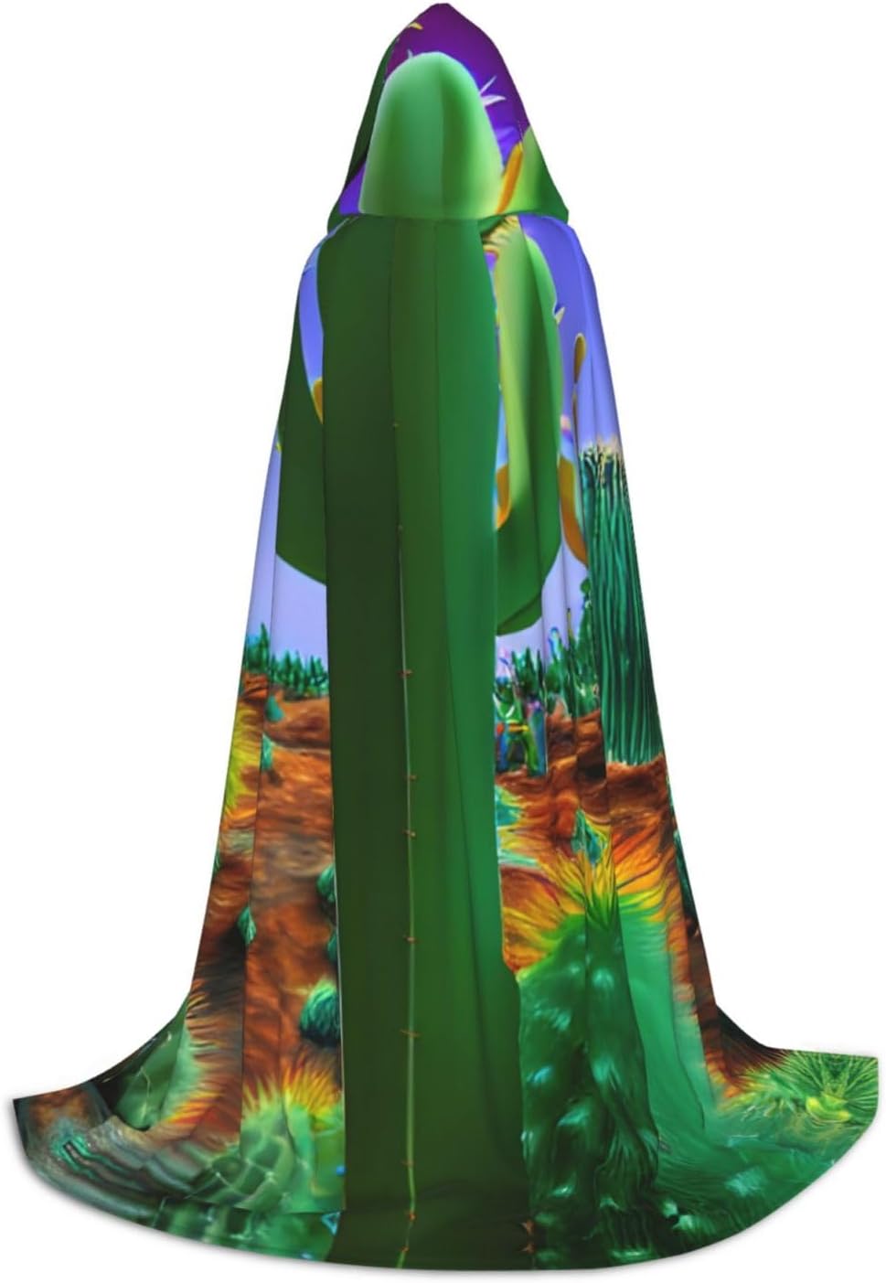 Cactus Desert print Wizard Hooded Robe Medieval Cape Renaissance Cloak for Men Women Halloween Costume