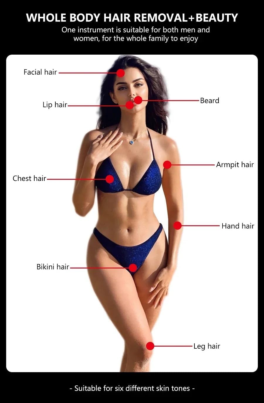 Home Use Cooling Point Lazer Hair Removal Device, Painless Full Body Hair Care Tool, Achieve Lasting Smoothness