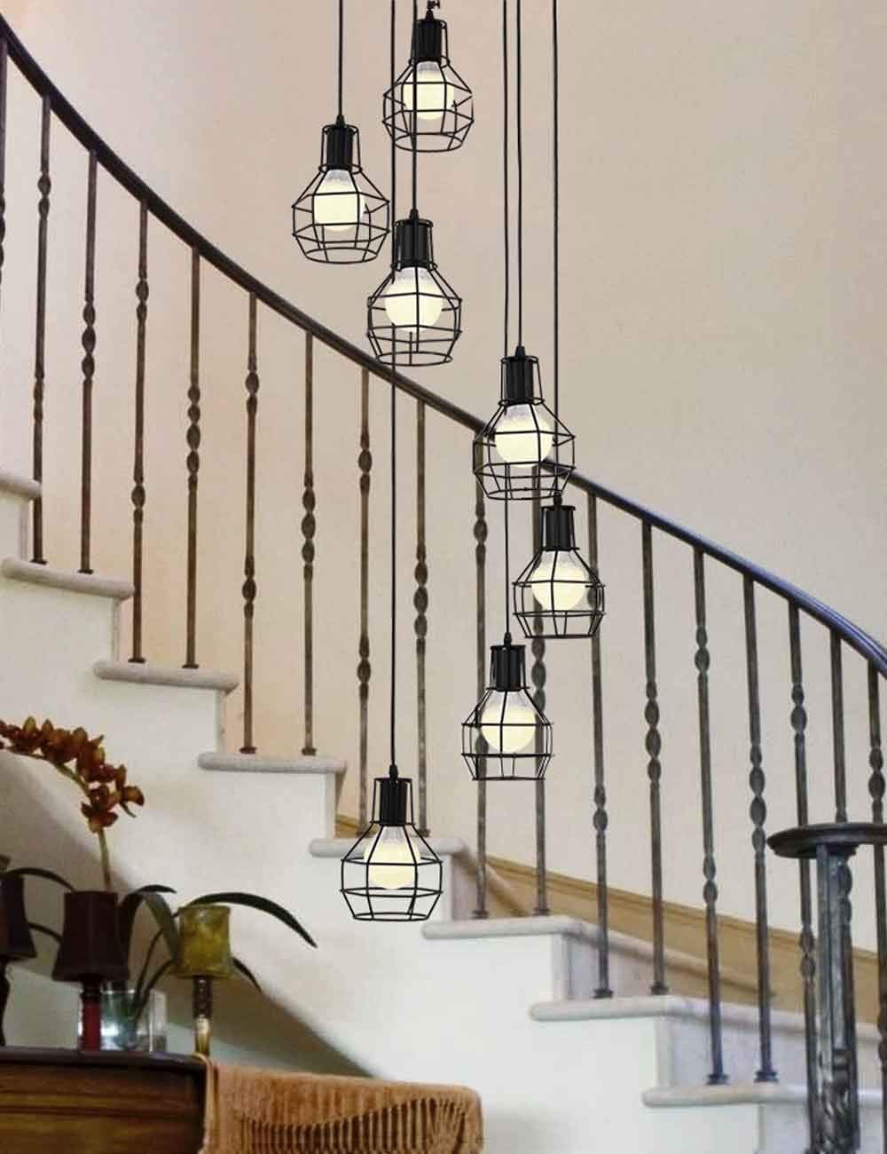 Lustre suspendu moderne pour escalier de maison duplex et salon
