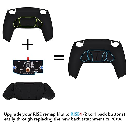 Miniatura 2 de Turn RISE to RISE4 Kit Redesigned Solid Black K1 K2 K3 K4 Back Buttons Housing & Remap PCB Board for PS5 Controller eXtremeRate RISE & RISE4 Remap