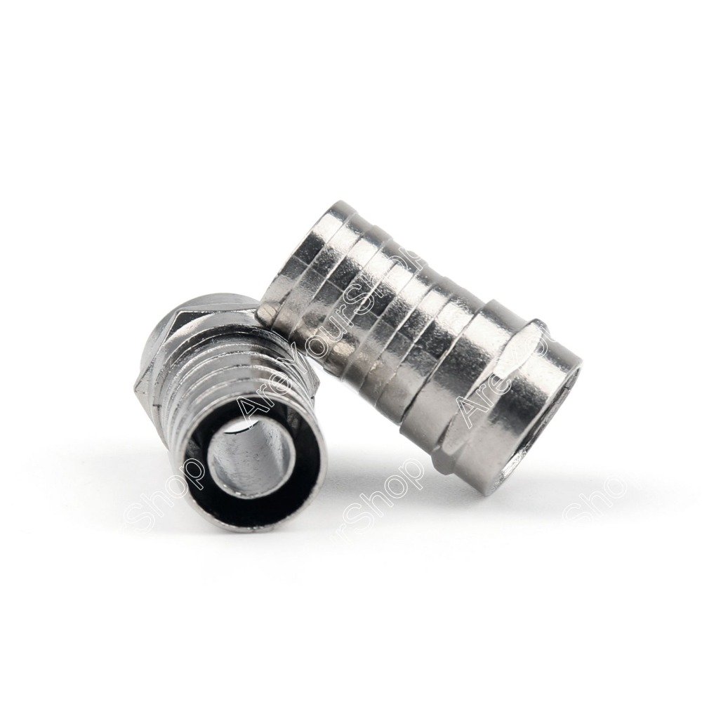 100 Pcs RG6 F Adapter Coax Coaxial Compression Type Crimp On Connector for Tv Coax Cable Satellite Connector