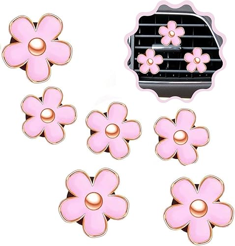 Clip de salida de aire acondicionado, 6 unidades, diseño de margarita, clip para ambientador de automóvil, decoración interior de automóvil,