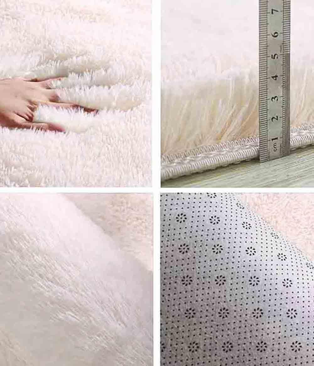 Shaggy Hochflor Teppich Flauschig Langflor Schlafzimmer Teppich rutschfest Weich Beige 80x160cm
