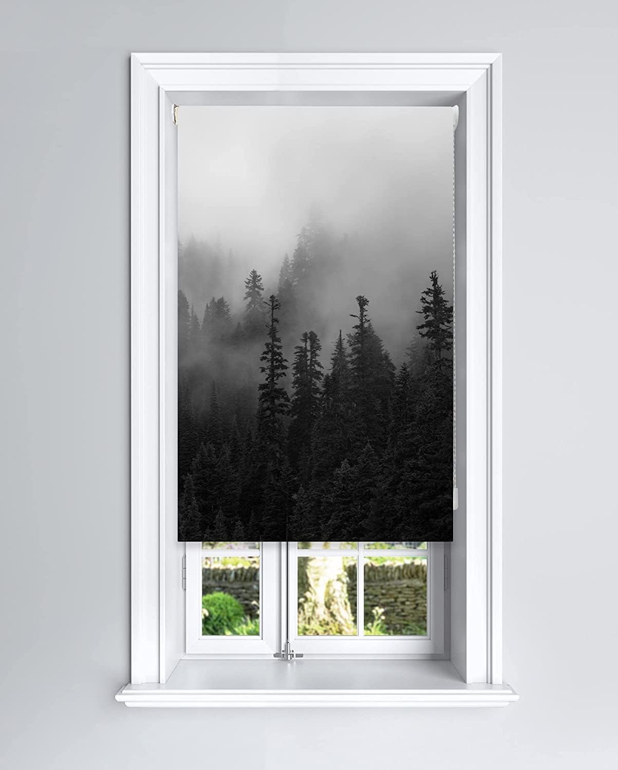 Lister Cartwright Misty Forest Design Blackout Roller Blinds Windows Child Safety Cut To Size Fitting Included Foggy Design Made To Measure, 90 X 140 Cm