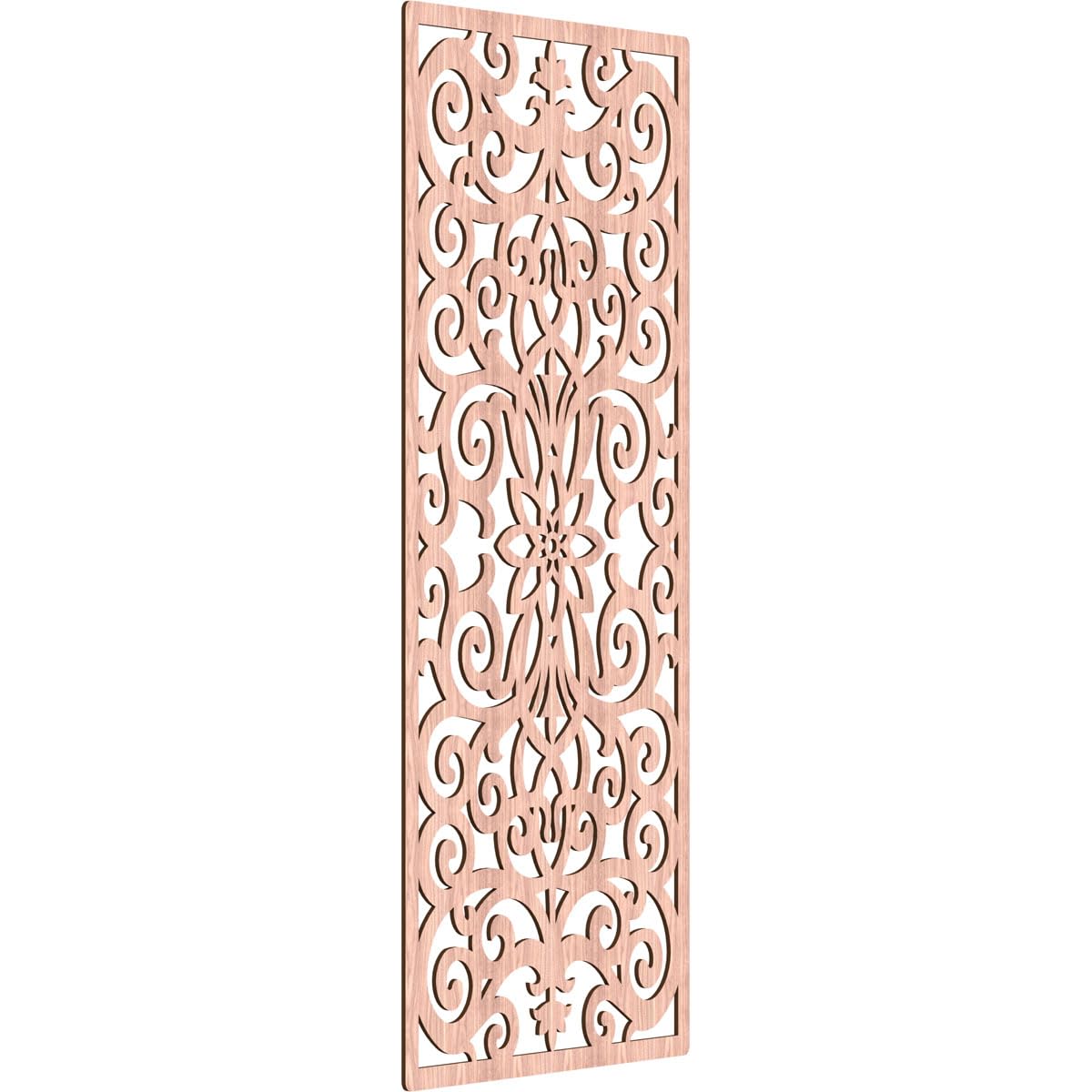 Buel Decorative Pierced Fretwork Wood Wall Panels, 37 3/8"W x 94 3/8"H x 3/8"T, Walnut
