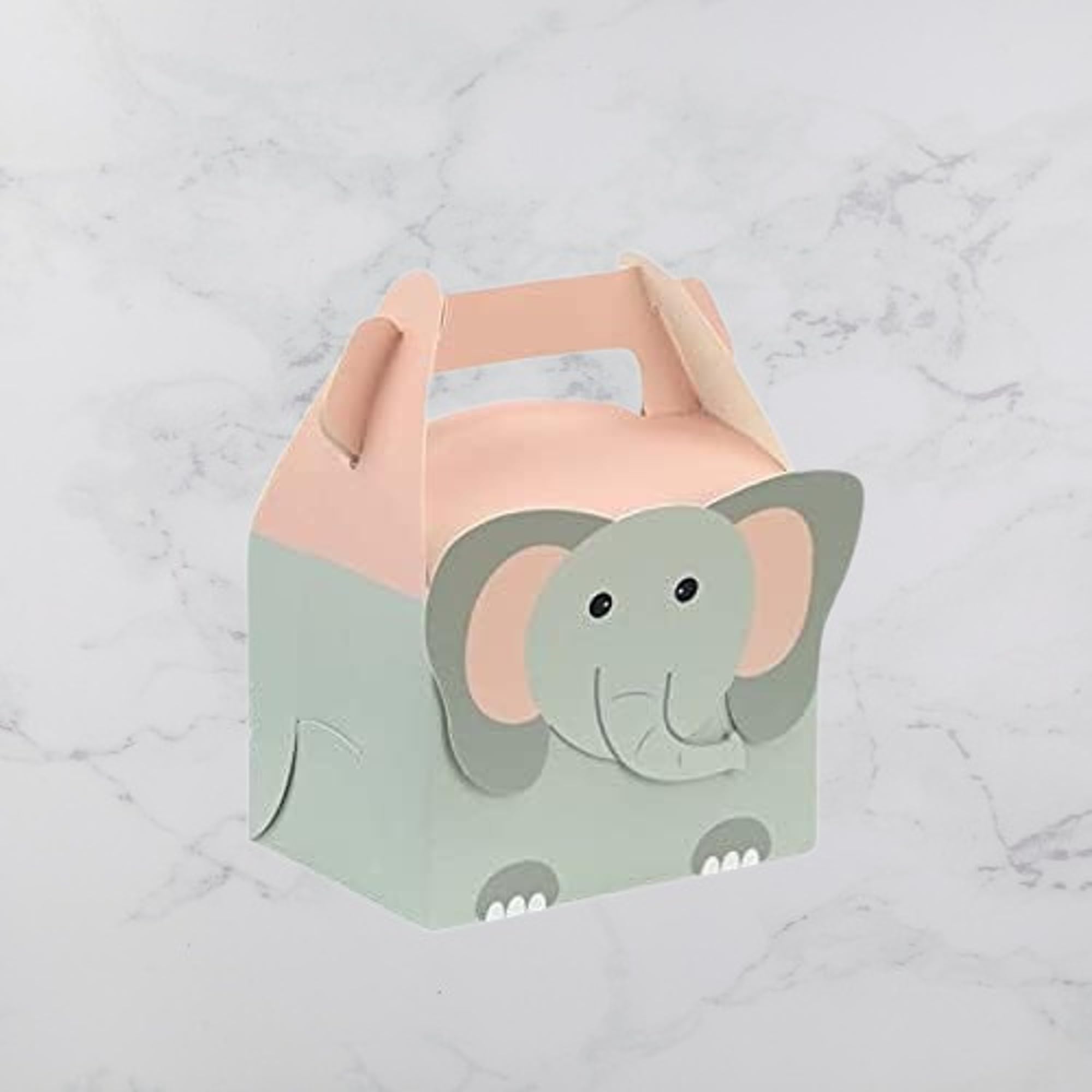 ‎Square Solutions Elephant Printed Decorative Folding Storage Box for Diwali,Return Gift, Deepawali, Birthday, Anniversary - Cardboard Boxes with Ribbon(Grey and Pink) Pack of 10