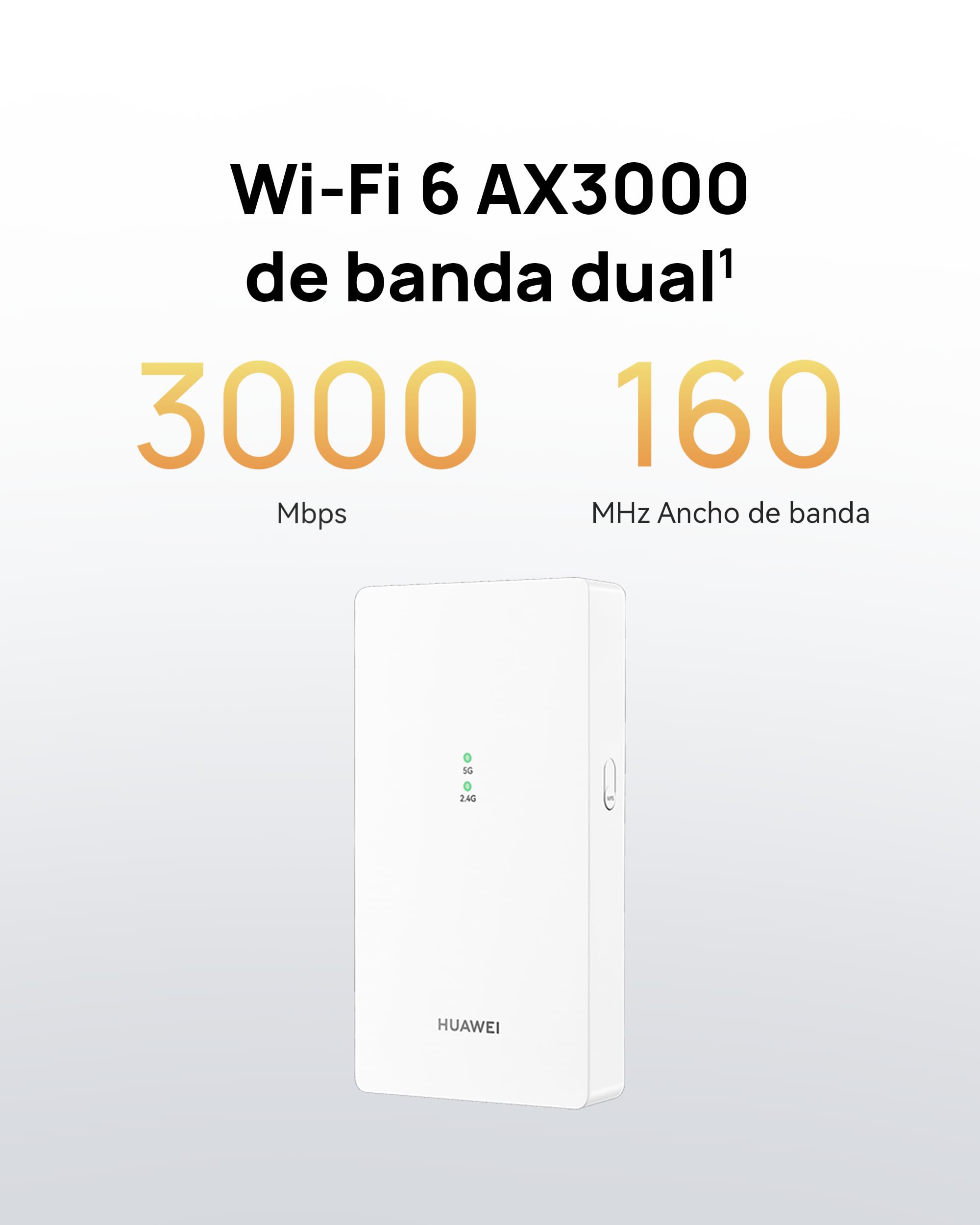 HUAWEI WiFi Extender AX3000 Repetidor, Wi-Fi 6 Banda Dual 3000 Mbps, Compatible con Amplia Gama de Routers, Amplificador Wi-Fi, Modo Ap, Configuración Fácil para Hogar Oficina, Garantía 42 Meses