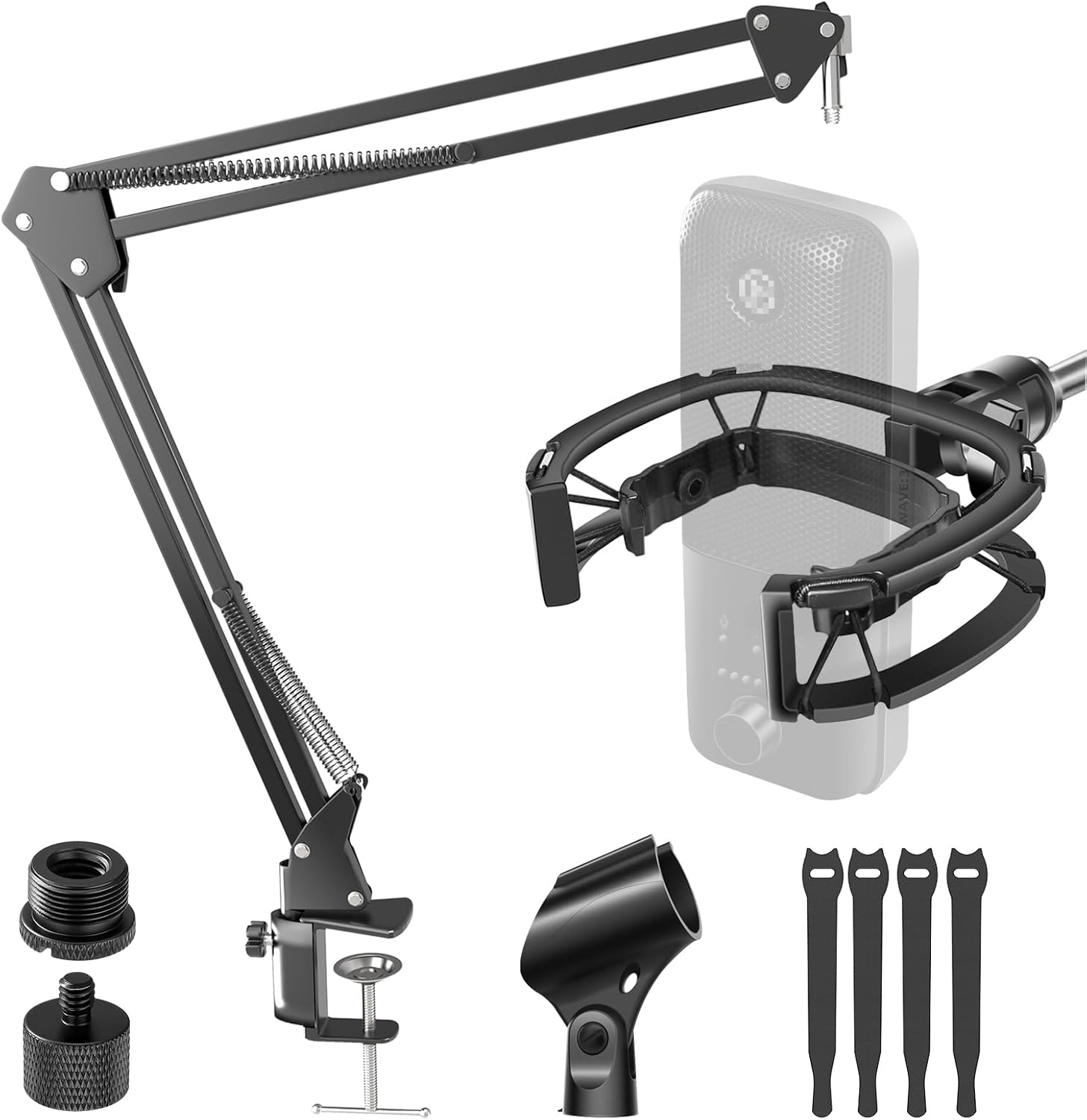 Wave Shock Mount, [Custom Built for Wave Mic] Anti-Vibration Suspension Shock Mount Holder Clip Compatible with Elgato Wave:1 and Wave:3 Microphones
