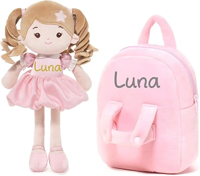 LeyaDoll Personalized Soft Baby Doll Backpack Set, 1 Year Old Girl Gifts