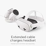 Station de charge compacte Meta Quest, compatible avec 3/3S, câble de casque prolongé et charge sans fil pour contrôleurs Touch Plus - Édition Dock