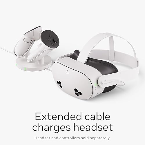 Vista 3 de Meta Quest Compact Charging Dock — Works with Meta Quest 3/3S — Extended Headset Charging Cable — Wireless Charging for Touch Plus Controllers