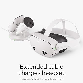 Meta Quest Compact Charging Dock Works with Meta Quest 3/3S Extended Headset Charging Cable Wireless Charging for Touch Plus Controllers | Compact charging dock with rechargeable batteries and USB-C cables for Quest 3, Quest 3S and Touch Plus controllers